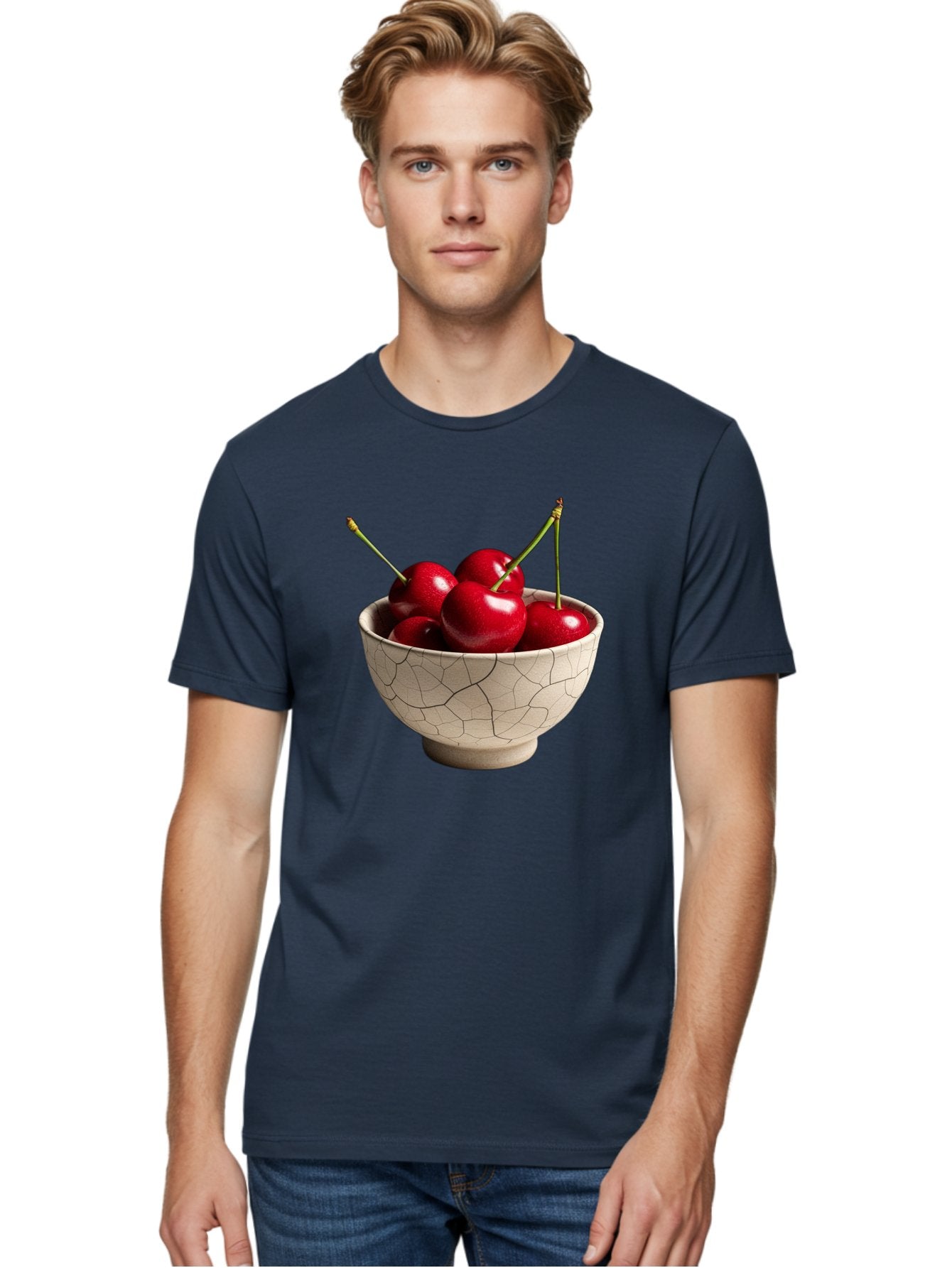 Cherries-In-Kintsugi-Bowl Men'S Graphic Tee, 100% Cotton, Comfortable Casual Summer Wear, Machine Washable, Vintage Camera, Old Camera, Antique Camera, Black Camera, Classic Photography, Photography Equipment, Nostalgic Device, Film Camera, Bah740 20