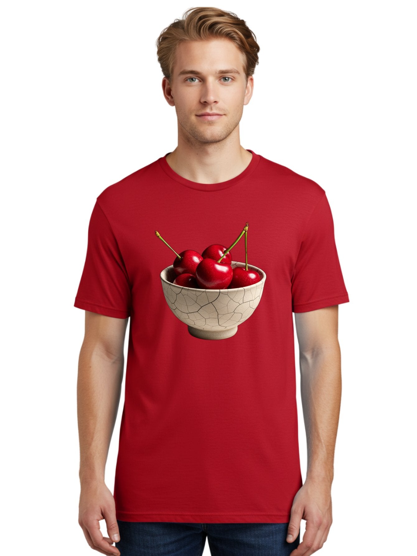 Cherries-In-Kintsugi-Bowl Men'S Graphic Tee, 100% Cotton, Comfortable Casual Summer Wear, Machine Washable, Vintage Camera, Old Camera, Antique Camera, Black Camera, Classic Photography, Photography Equipment, Nostalgic Device, Film Camera, Bah740 21
