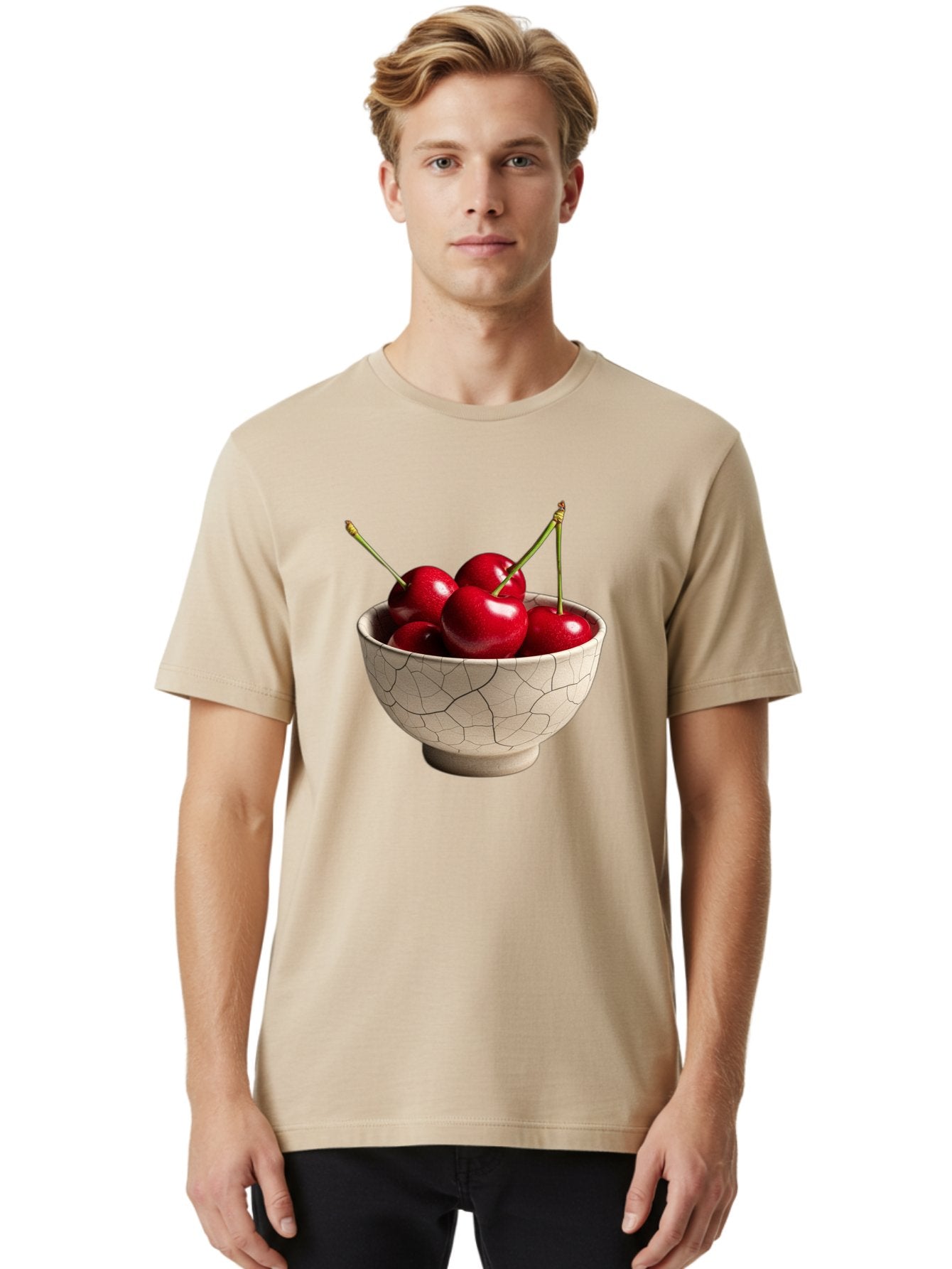 Cherries-In-Kintsugi-Bowl Men'S Graphic Tee, 100% Cotton, Comfortable Casual Summer Wear, Machine Washable, Vintage Camera, Old Camera, Antique Camera, Black Camera, Classic Photography, Photography Equipment, Nostalgic Device, Film Camera, Bah740 24