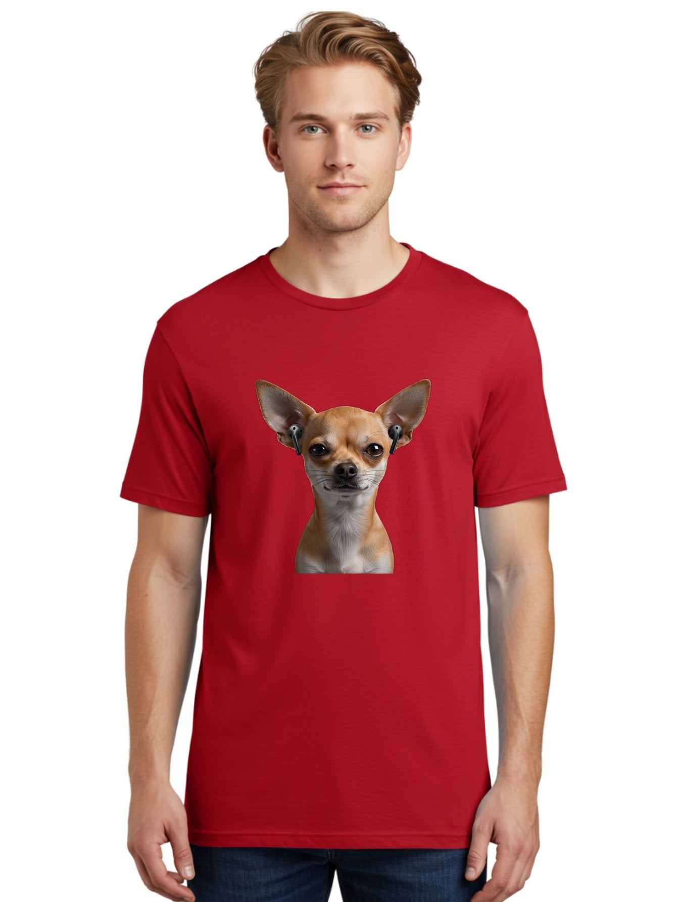 Chihuahua-With-Earbuds Men'S Graphic Tee, 100% Cotton, Comfortable Casual Summer Wear, Machine Washable, Vintage Camera, Old Camera, Antique Camera, Black Camera, Classic Photography, Photography Equipment, Nostalgic Device, Film Camera, Bah750 21