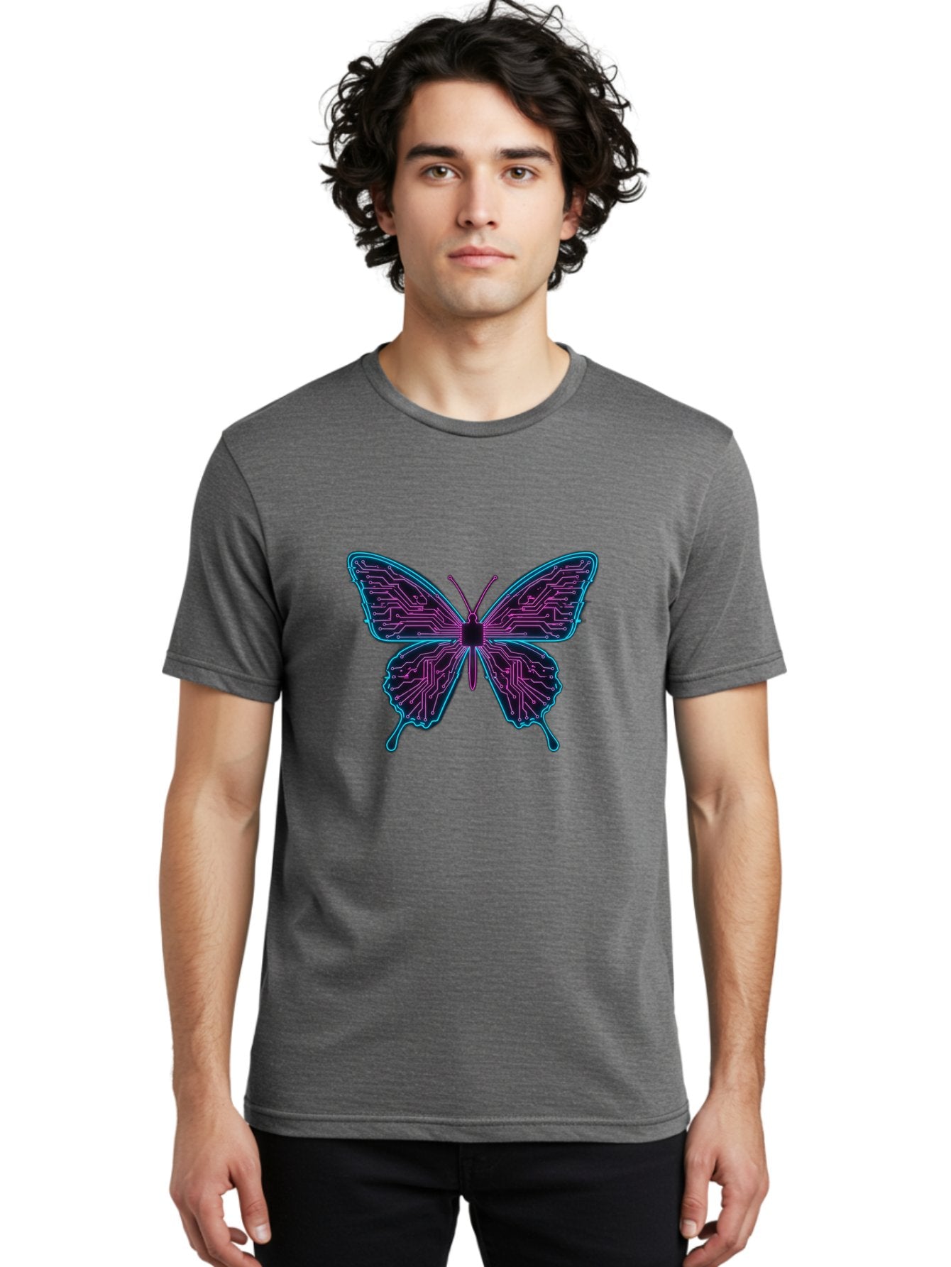 Circuit-Butterfly Men'S Graphic Tee, 100% Cotton, Comfortable Casual Summer Wear, Machine Washable, Vintage Camera, Old Camera, Antique Camera, Black Camera, Classic Photography, Photography Equipment, Nostalgic Device, Film Camera, Camera Art Bah755 30