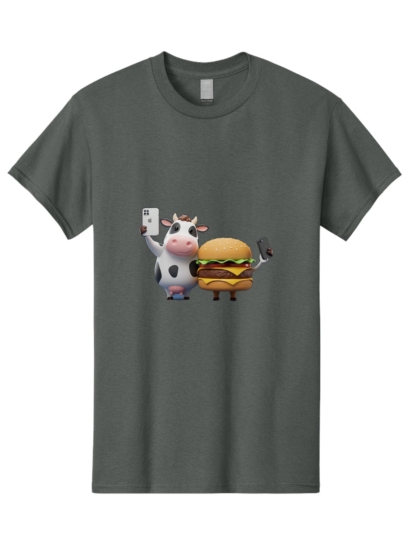 Cow-And-Burger-1 Men'S Graphic Tee, 100% Cotton, Comfortable Casual Summer Wear, Machine Washable, Vintage Camera, Old Camera, Antique Camera, Black Camera, Classic Photography, Photography Equipment, Nostalgic Device, Film Camera, Camera Art Bah788