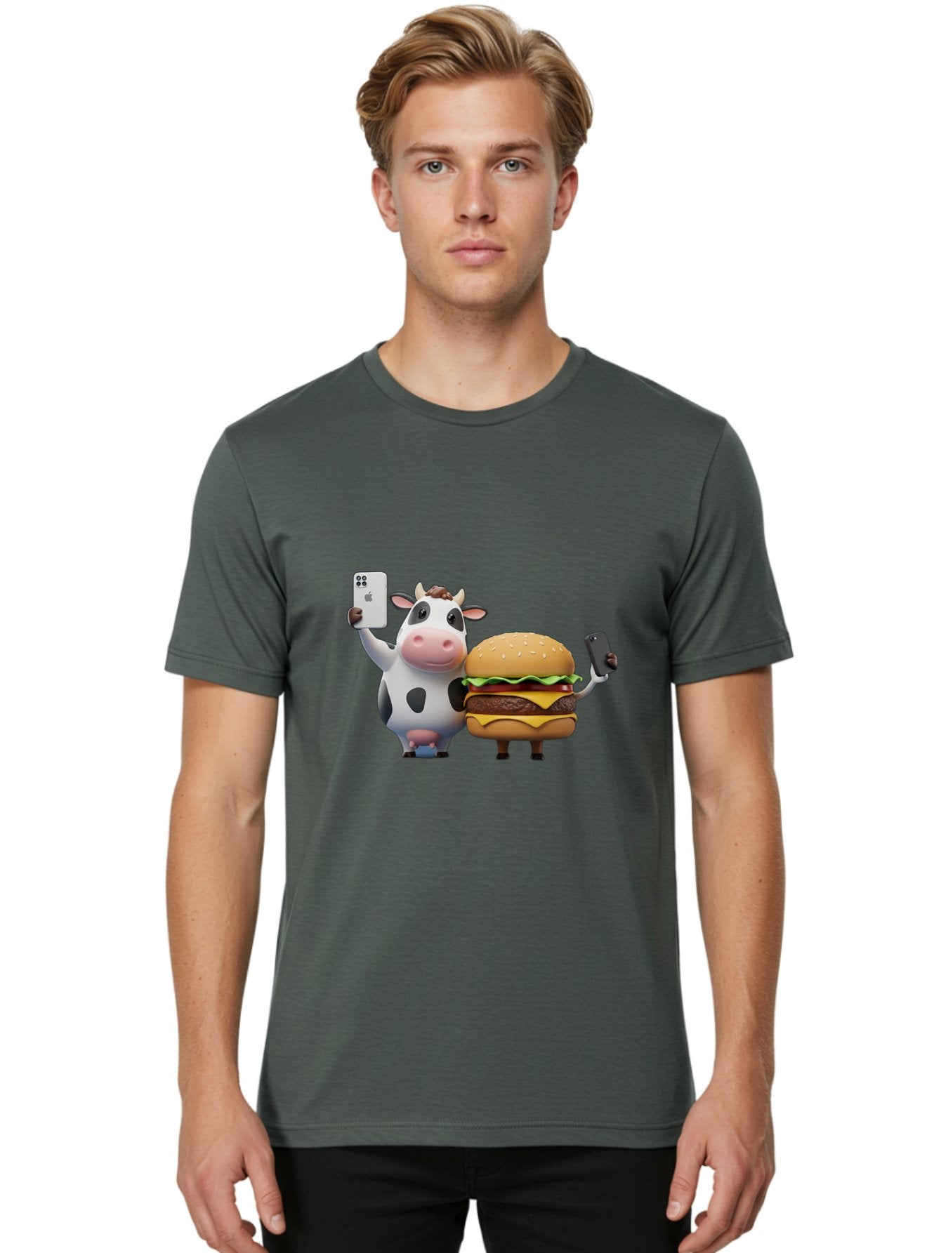 Cow-And-Burger-1 Men'S Graphic Tee, 100% Cotton, Comfortable Casual Summer Wear, Machine Washable, Vintage Camera, Old Camera, Antique Camera, Black Camera, Classic Photography, Photography Equipment, Nostalgic Device, Film Camera, Camera Art Bah788 19