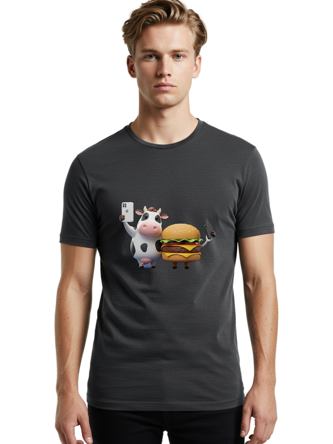 Cow-And-Burger-1 Men'S Graphic Tee, 100% Cotton, Comfortable Casual Summer Wear, Machine Washable, Vintage Camera, Old Camera, Antique Camera, Black Camera, Classic Photography, Photography Equipment, Nostalgic Device, Film Camera, Camera Art Bah788 29