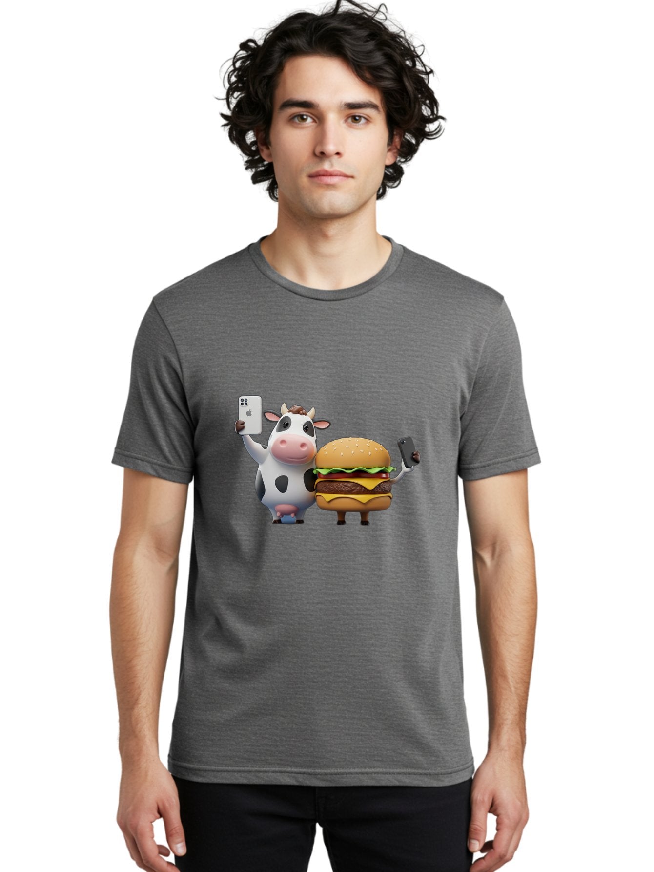 Cow-And-Burger-1 Men'S Graphic Tee, 100% Cotton, Comfortable Casual Summer Wear, Machine Washable, Vintage Camera, Old Camera, Antique Camera, Black Camera, Classic Photography, Photography Equipment, Nostalgic Device, Film Camera, Camera Art Bah788 17