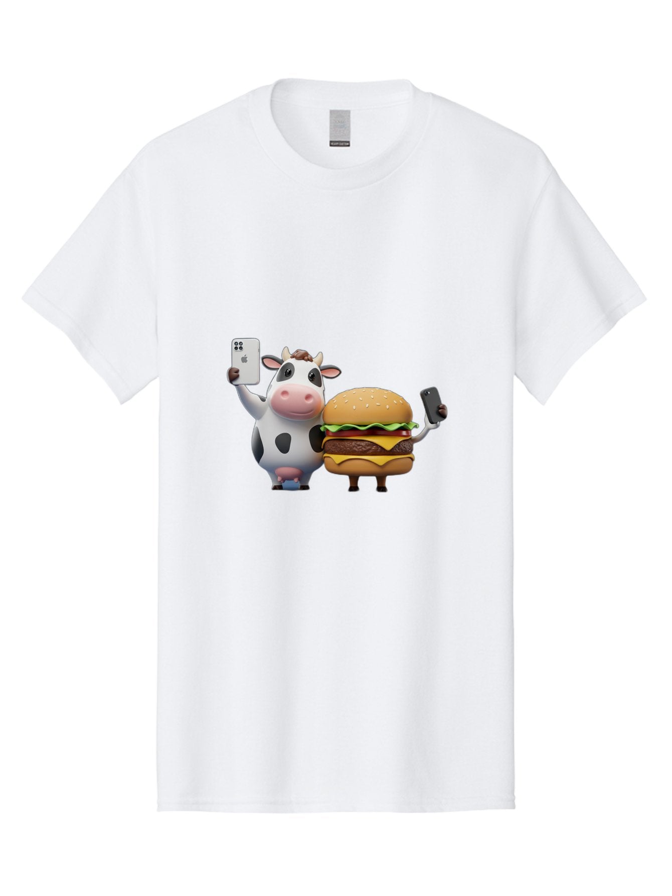 Cow-And-Burger-1 Men'S Graphic Tee, 100% Cotton, Comfortable Casual Summer Wear, Machine Washable, Vintage Camera, Old Camera, Antique Camera, Black Camera, Classic Photography, Photography Equipment, Nostalgic Device, Film Camera, Camera Art Bah788