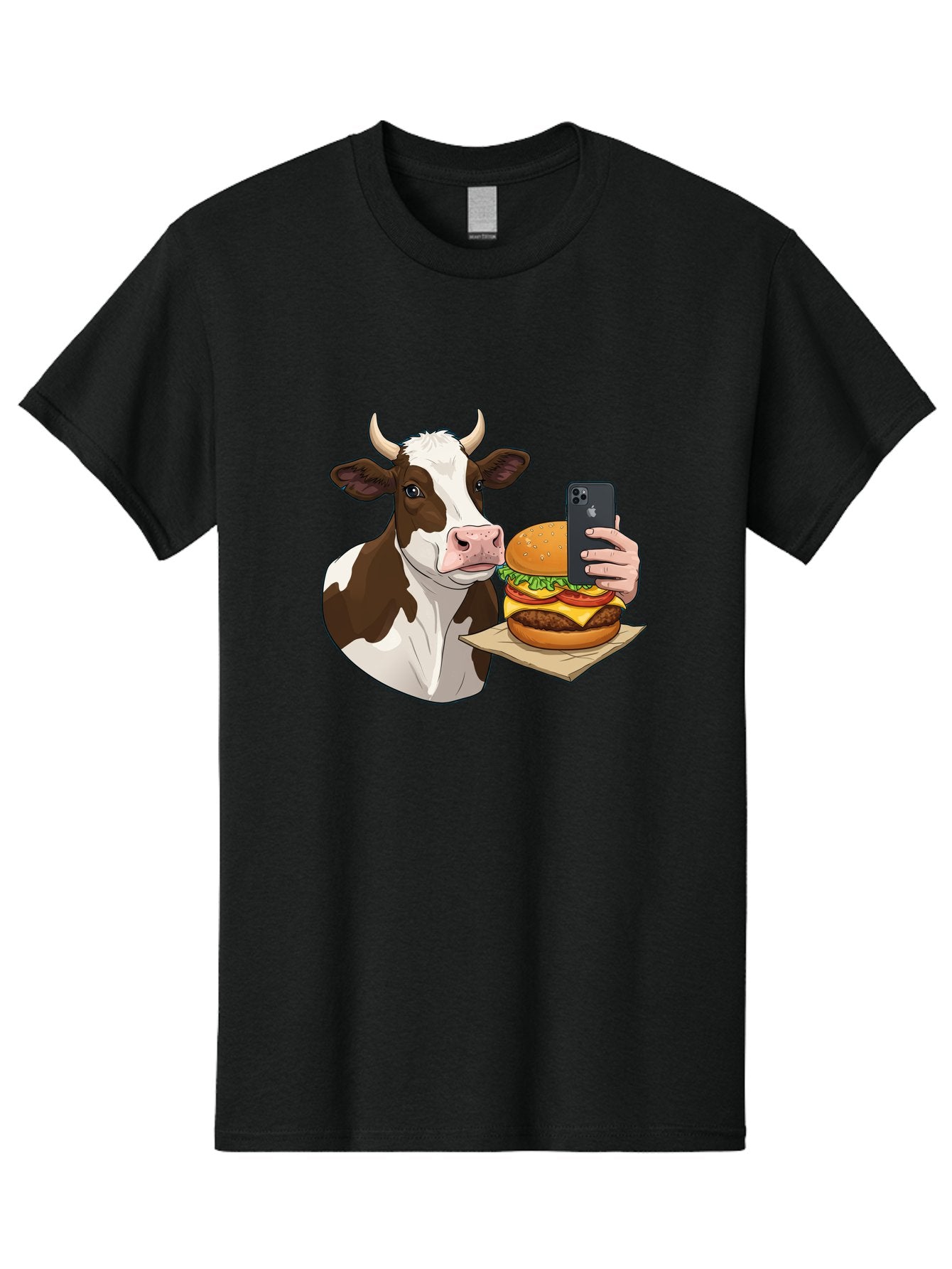 Cow-And-Burger-2 Men'S Graphic Tee, 100% Cotton, Comfortable Casual Summer Wear, Machine Washable, Vintage Camera, Old Camera, Antique Camera, Black Camera, Classic Photography, Photography Equipment, Nostalgic Device, Film Camera, Camera Art Bah789 8