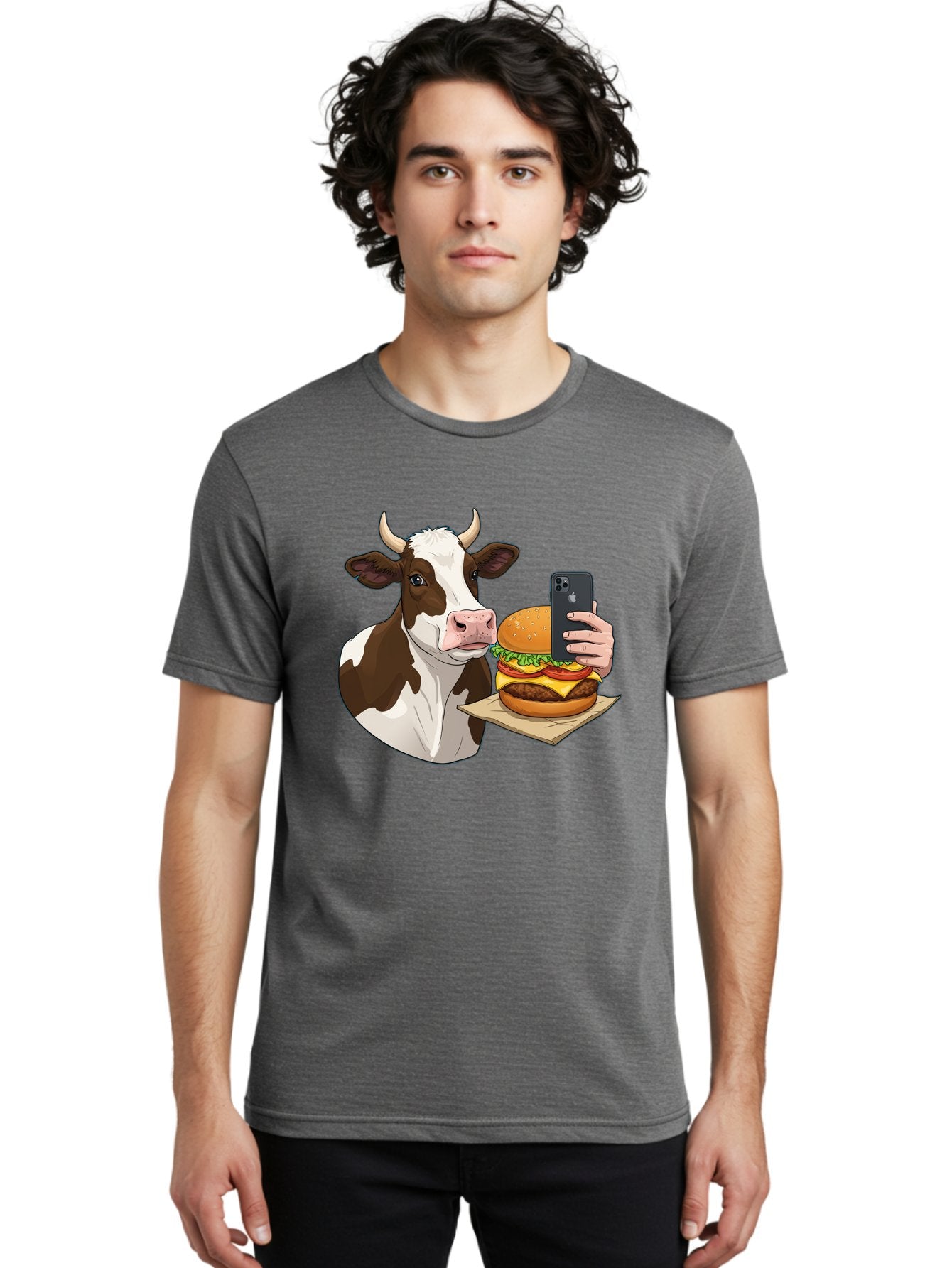 Cow-And-Burger-2 Men'S Graphic Tee, 100% Cotton, Comfortable Casual Summer Wear, Machine Washable, Vintage Camera, Old Camera, Antique Camera, Black Camera, Classic Photography, Photography Equipment, Nostalgic Device, Film Camera, Camera Art Bah789 28