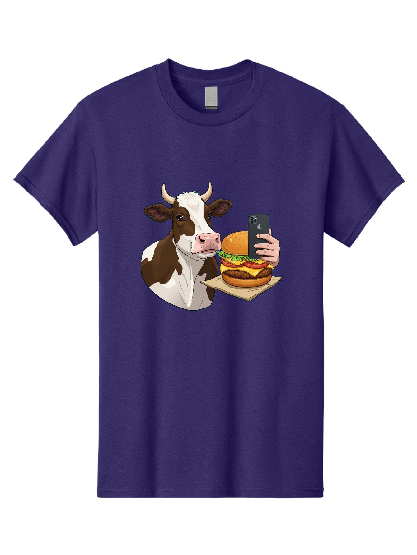 Cow-And-Burger-2 Men'S Graphic Tee, 100% Cotton, Comfortable Casual Summer Wear, Machine Washable, Vintage Camera, Old Camera, Antique Camera, Black Camera, Classic Photography, Photography Equipment, Nostalgic Device, Film Camera, Camera Art Bah789