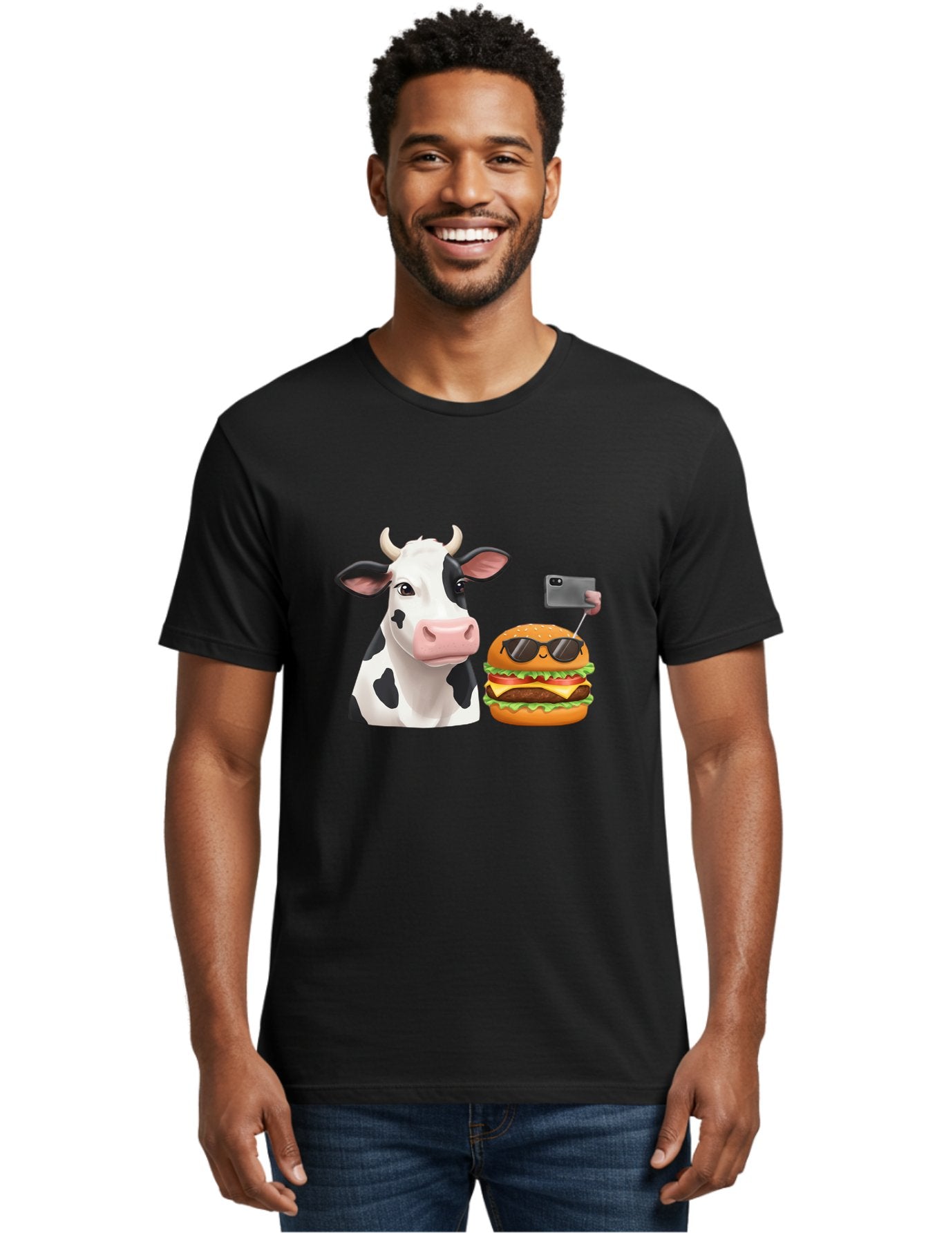 Cow-And-Burger-3 Men'S Graphic Tee, 100% Cotton, Comfortable Casual Summer Wear, Machine Washable, Vintage Camera, Old Camera, Antique Camera, Black Camera, Classic Photography, Photography Equipment, Nostalgic Device, Film Camera, Camera Art Bah790 18