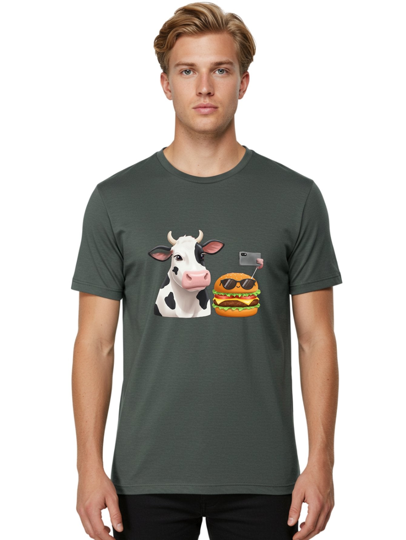 Cow-And-Burger-3 Men'S Graphic Tee, 100% Cotton, Comfortable Casual Summer Wear, Machine Washable, Vintage Camera, Old Camera, Antique Camera, Black Camera, Classic Photography, Photography Equipment, Nostalgic Device, Film Camera, Camera Art Bah790 17