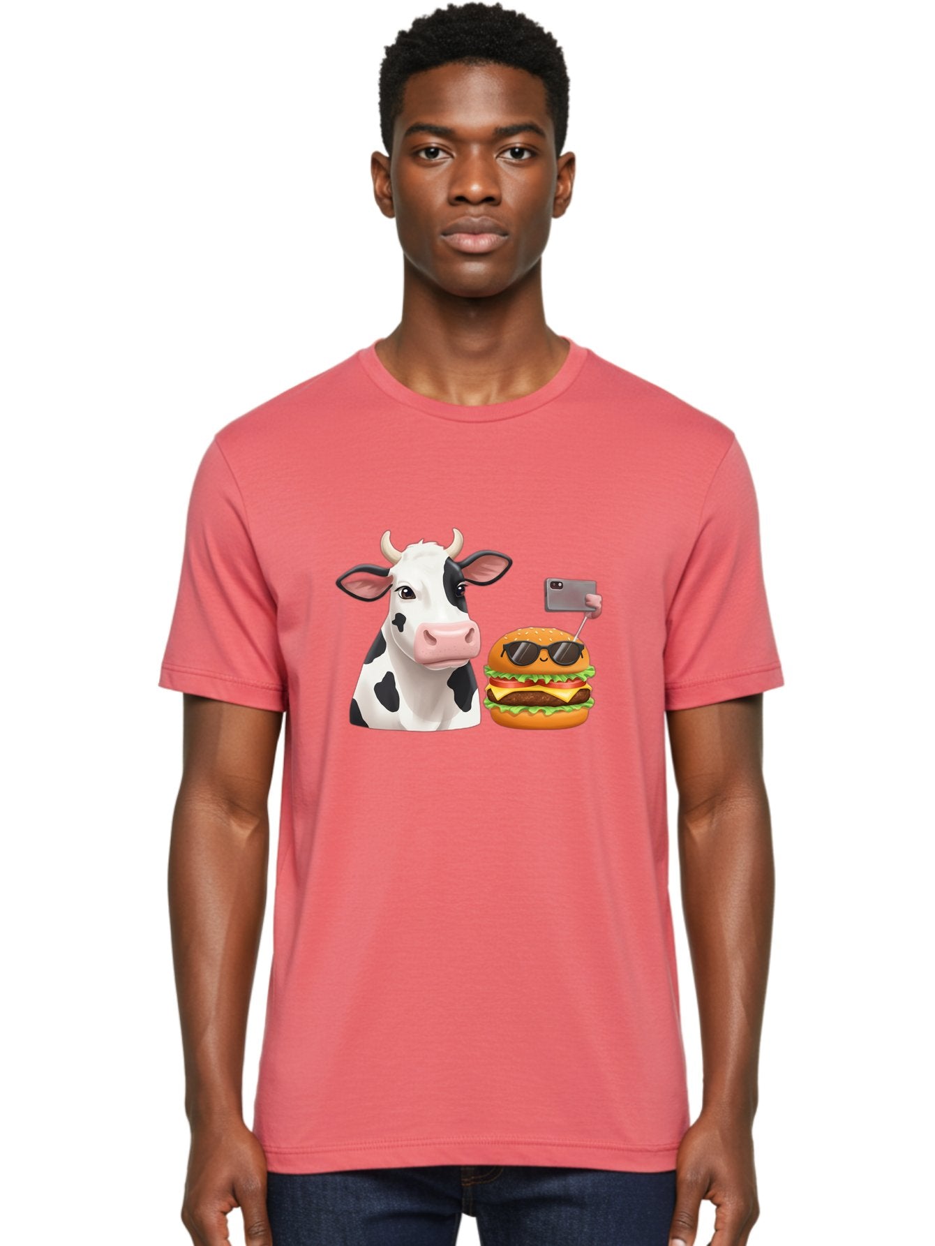 Cow-And-Burger-3 Men'S Graphic Tee, 100% Cotton, Comfortable Casual Summer Wear, Machine Washable, Vintage Camera, Old Camera, Antique Camera, Black Camera, Classic Photography, Photography Equipment, Nostalgic Device, Film Camera, Camera Art Bah790 24