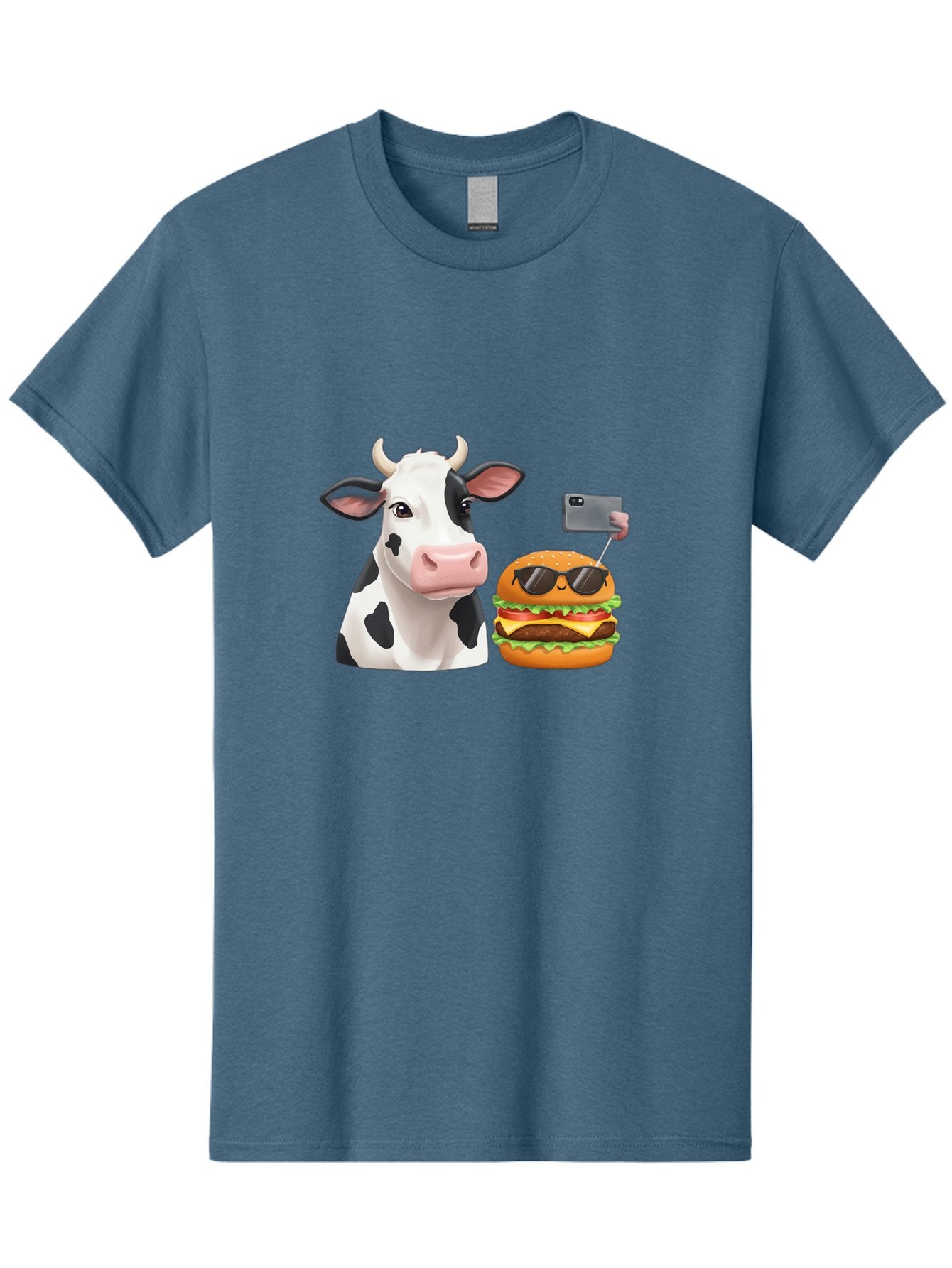 Cow-And-Burger-3 Men'S Graphic Tee, 100% Cotton, Comfortable Casual Summer Wear, Machine Washable, Vintage Camera, Old Camera, Antique Camera, Black Camera, Classic Photography, Photography Equipment, Nostalgic Device, Film Camera, Camera Art Bah790