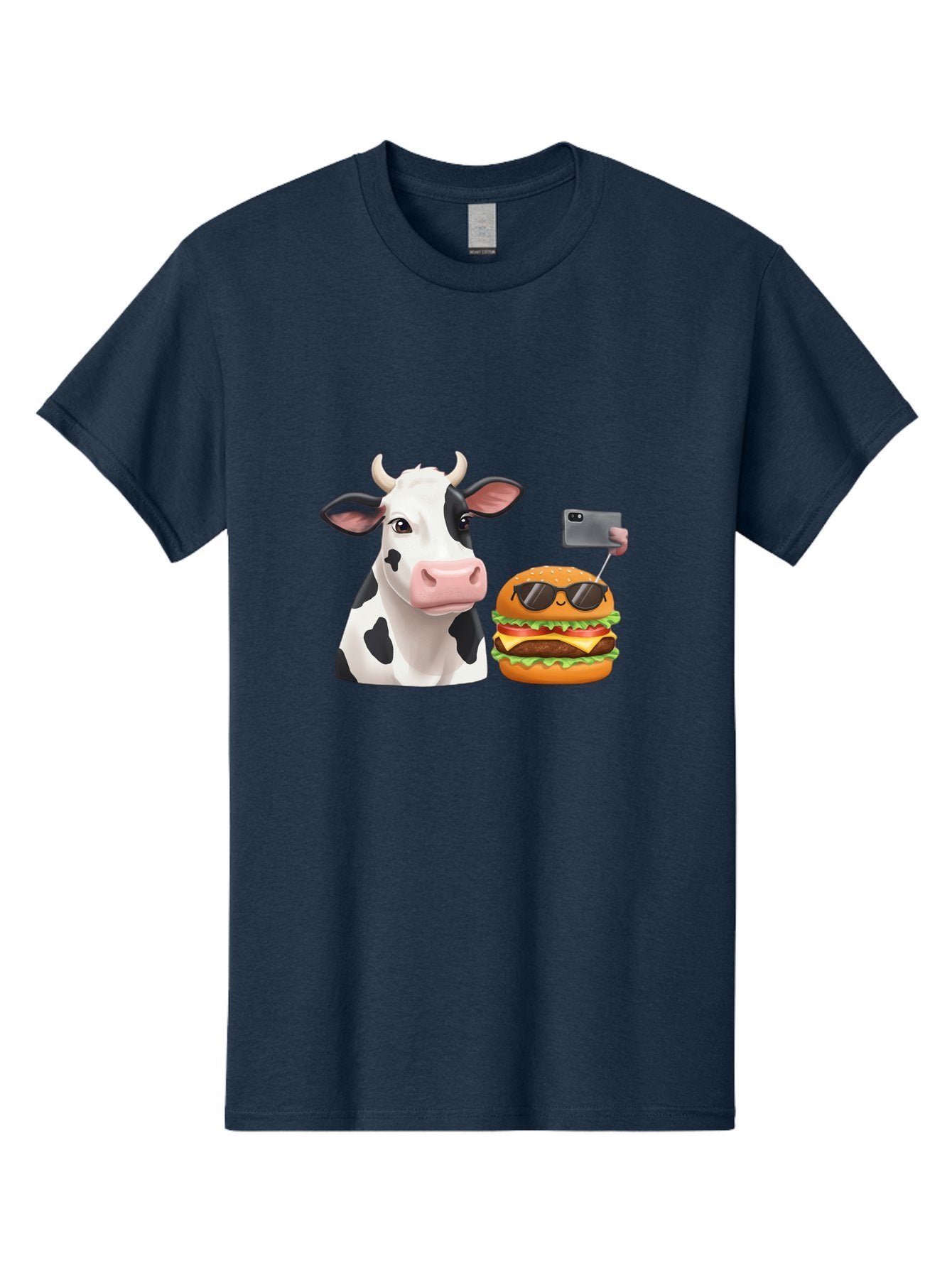 Cow-And-Burger-3 Men'S Graphic Tee, 100% Cotton, Comfortable Casual Summer Wear, Machine Washable, Vintage Camera, Old Camera, Antique Camera, Black Camera, Classic Photography, Photography Equipment, Nostalgic Device, Film Camera, Camera Art Bah790