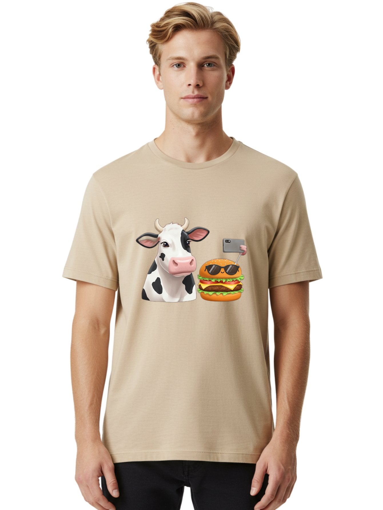 Cow-And-Burger-3 Men'S Graphic Tee, 100% Cotton, Comfortable Casual Summer Wear, Machine Washable, Vintage Camera, Old Camera, Antique Camera, Black Camera, Classic Photography, Photography Equipment, Nostalgic Device, Film Camera, Camera Art Bah790 23