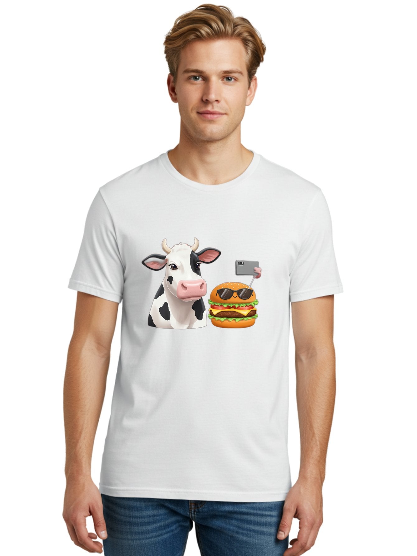 Cow-And-Burger-3 Men'S Graphic Tee, 100% Cotton, Comfortable Casual Summer Wear, Machine Washable, Vintage Camera, Old Camera, Antique Camera, Black Camera, Classic Photography, Photography Equipment, Nostalgic Device, Film Camera, Camera Art Bah790 22