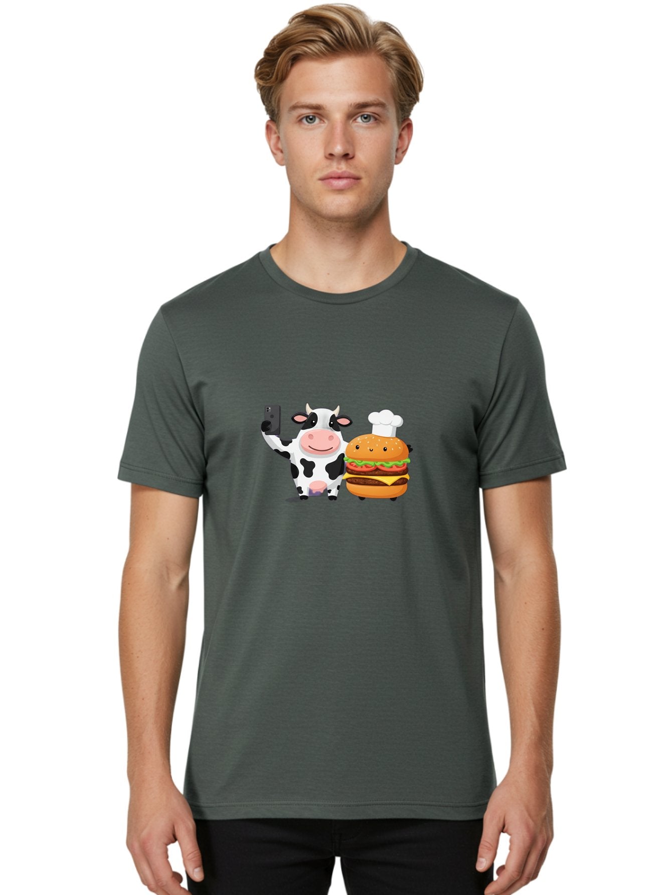 Cow-And-Hamburger-1 Men'S Graphic Tee, 100% Cotton, Comfortable Casual Summer Wear, Machine Washable, Vintage Camera, Old Camera, Antique Camera, Black Camera, Classic Photography, Photography Equipment, Nostalgic Device, Film Camera, Bah792 17