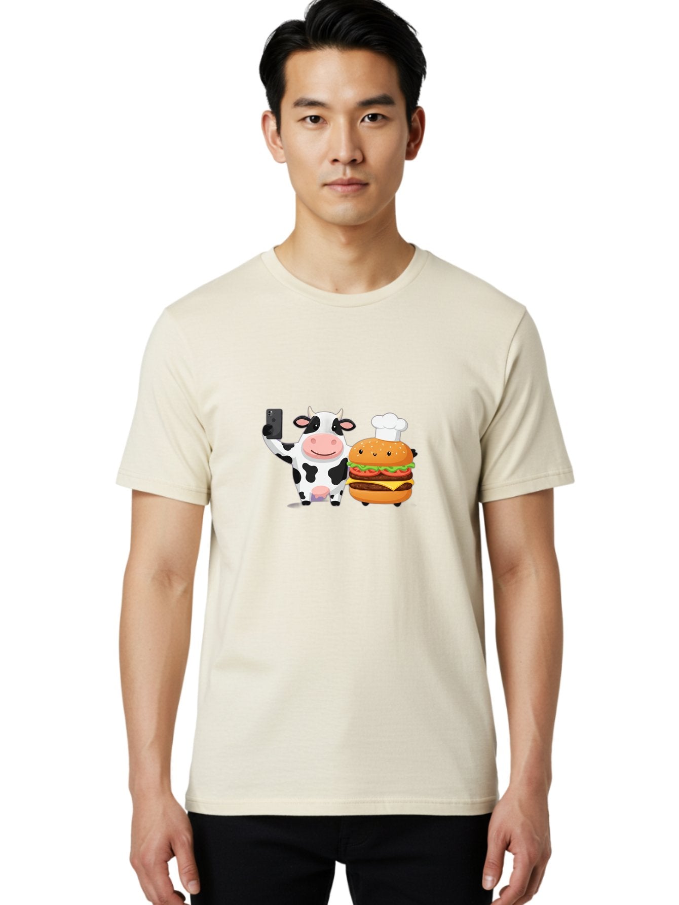 Cow-And-Hamburger-1 Men'S Graphic Tee, 100% Cotton, Comfortable Casual Summer Wear, Machine Washable, Vintage Camera, Old Camera, Antique Camera, Black Camera, Classic Photography, Photography Equipment, Nostalgic Device, Film Camera, Bah792 18