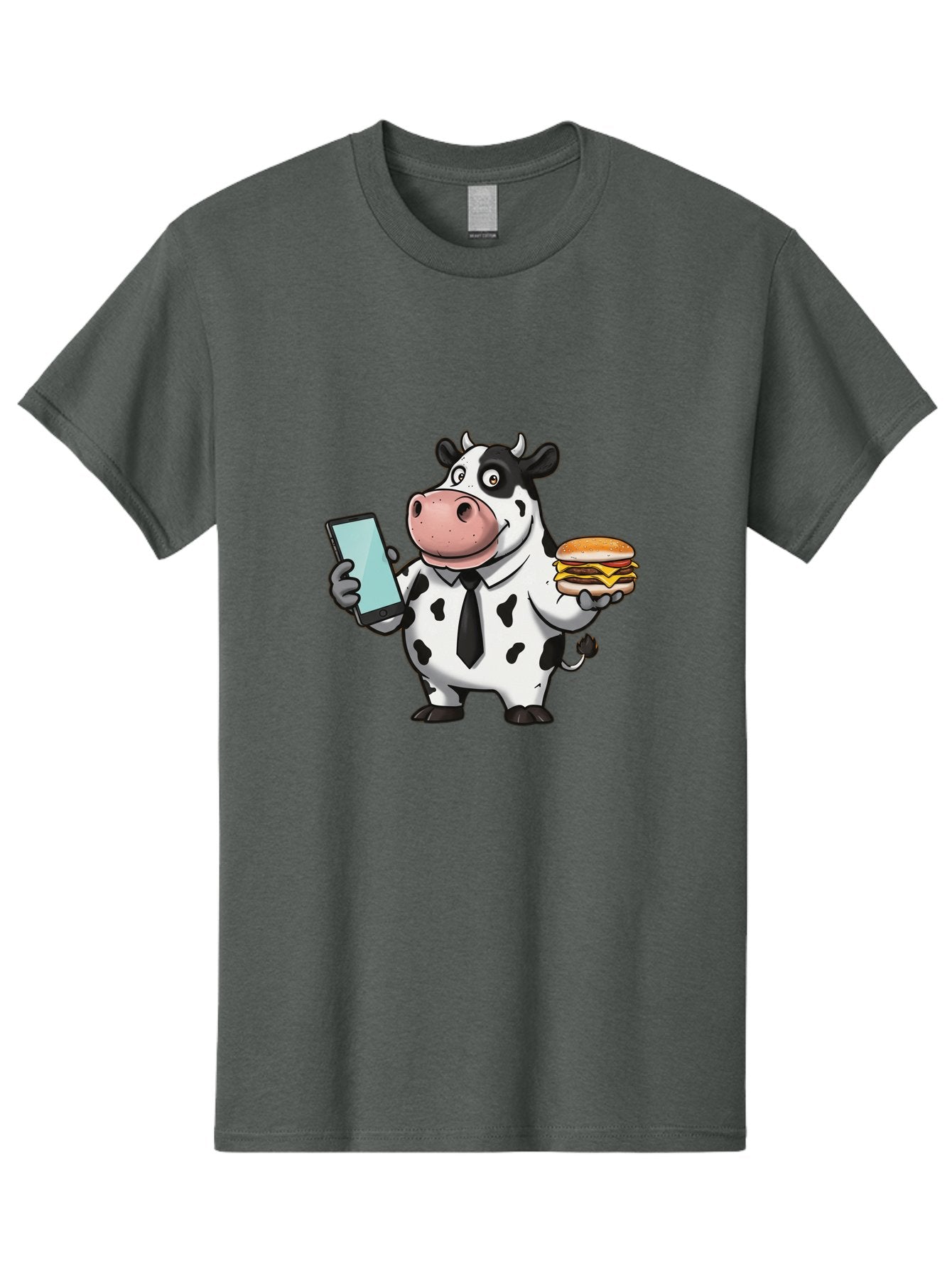 Cow-Holding-Phone-And-Burger Men'S Graphic Tee, 100% Cotton, Comfortable Casual Summer Wear, Machine Washable, Vintage Camera, Old Camera, Antique Camera, Black Camera, Classic Photography, Photography Equipment, Nostalgic Device, Film Camera, Bah799 3
