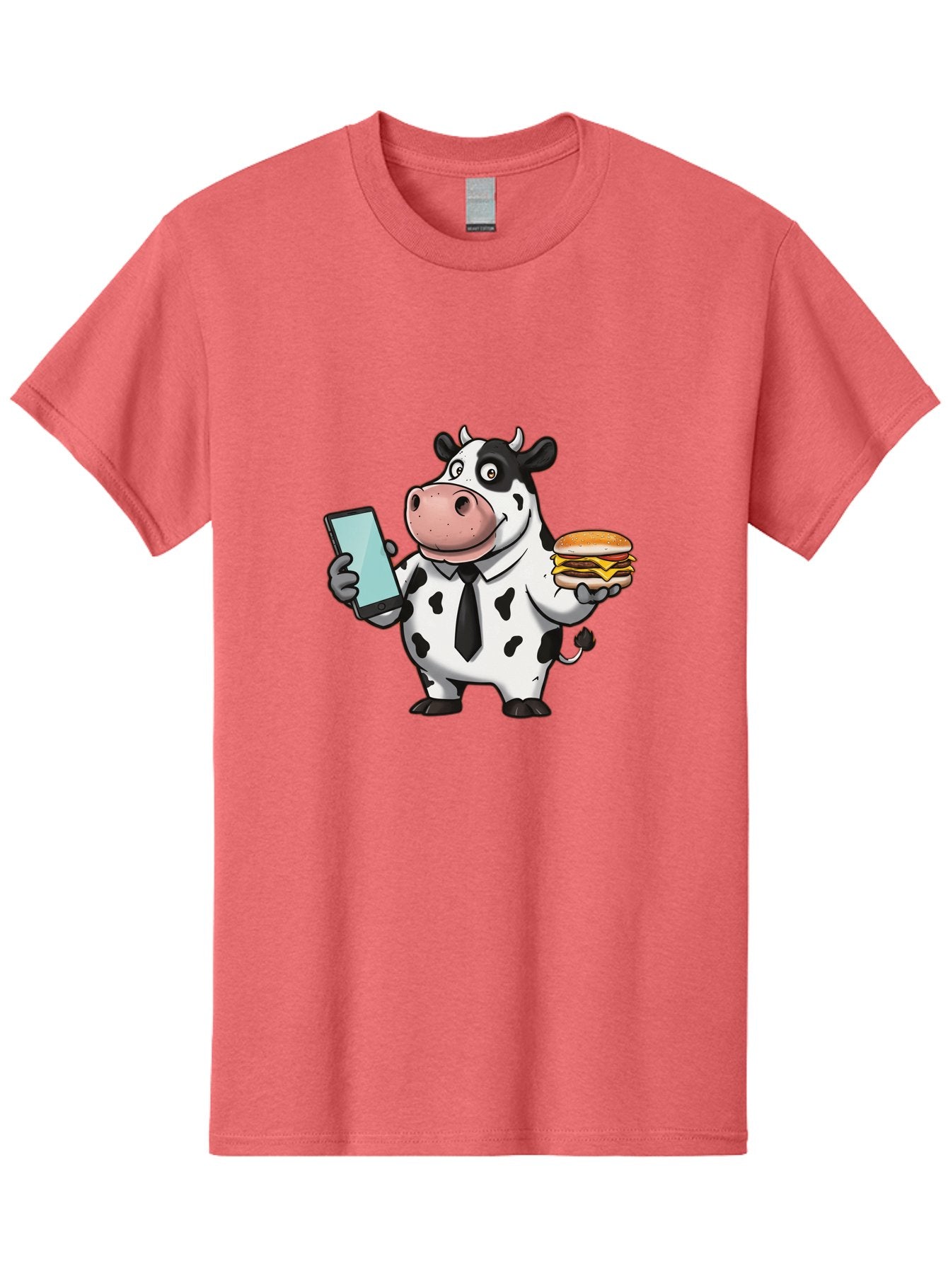 Cow-Holding-Phone-And-Burger Men'S Graphic Tee, 100% Cotton, Comfortable Casual Summer Wear, Machine Washable, Vintage Camera, Old Camera, Antique Camera, Black Camera, Classic Photography, Photography Equipment, Nostalgic Device, Film Camera, Bah799 12