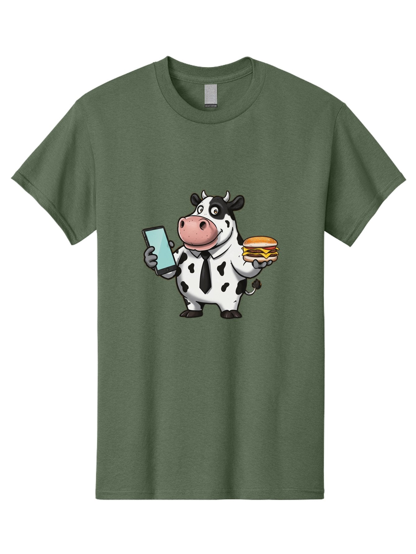 Cow-Holding-Phone-And-Burger Men'S Graphic Tee, 100% Cotton, Comfortable Casual Summer Wear, Machine Washable, Vintage Camera, Old Camera, Antique Camera, Black Camera, Classic Photography, Photography Equipment, Nostalgic Device, Film Camera, Bah799 10