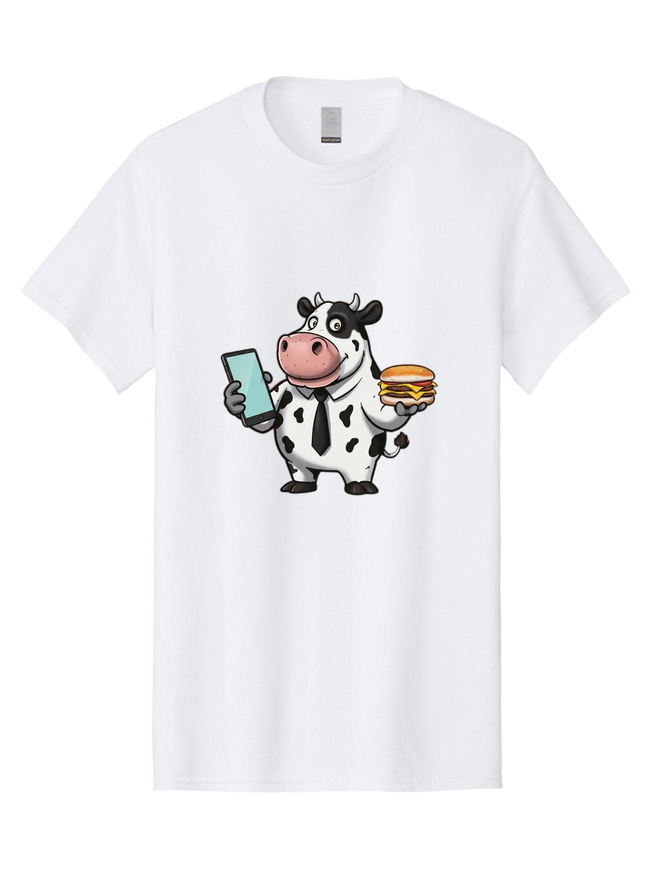 Cow-Holding-Phone-And-Burger Men'S Graphic Tee, 100% Cotton, Comfortable Casual Summer Wear, Machine Washable, Vintage Camera, Old Camera, Antique Camera, Black Camera, Classic Photography, Photography Equipment, Nostalgic Device, Film Camera, Bah799 7