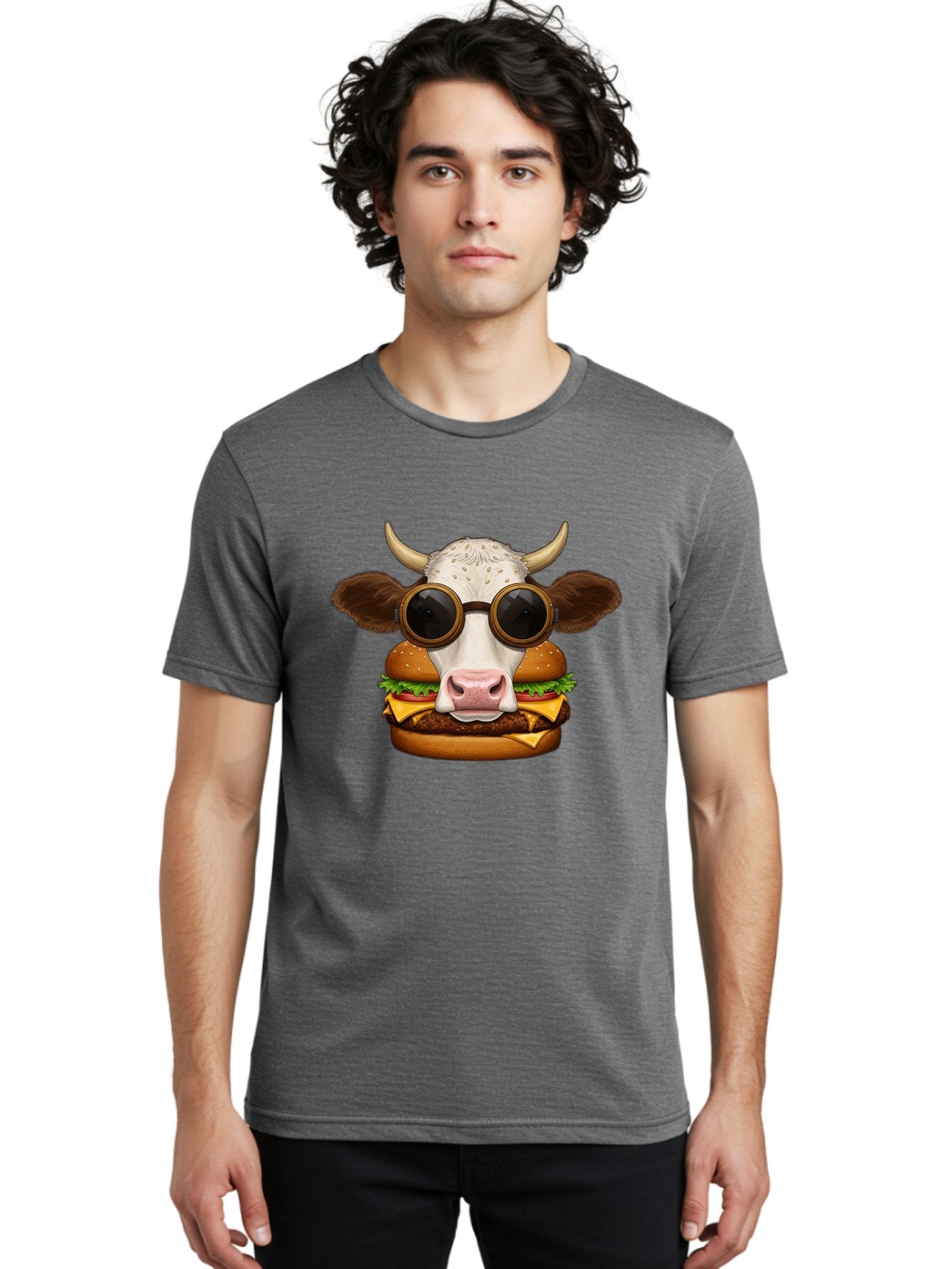 Cow-In-Shades-Burger Men'S Graphic Tee, 100% Cotton, Comfortable Casual Summer Wear, Machine Washable, Vintage Camera, Old Camera, Antique Camera, Black Camera, Classic Photography, Photography Equipment, Nostalgic Device, Film Camera, Bah800 25