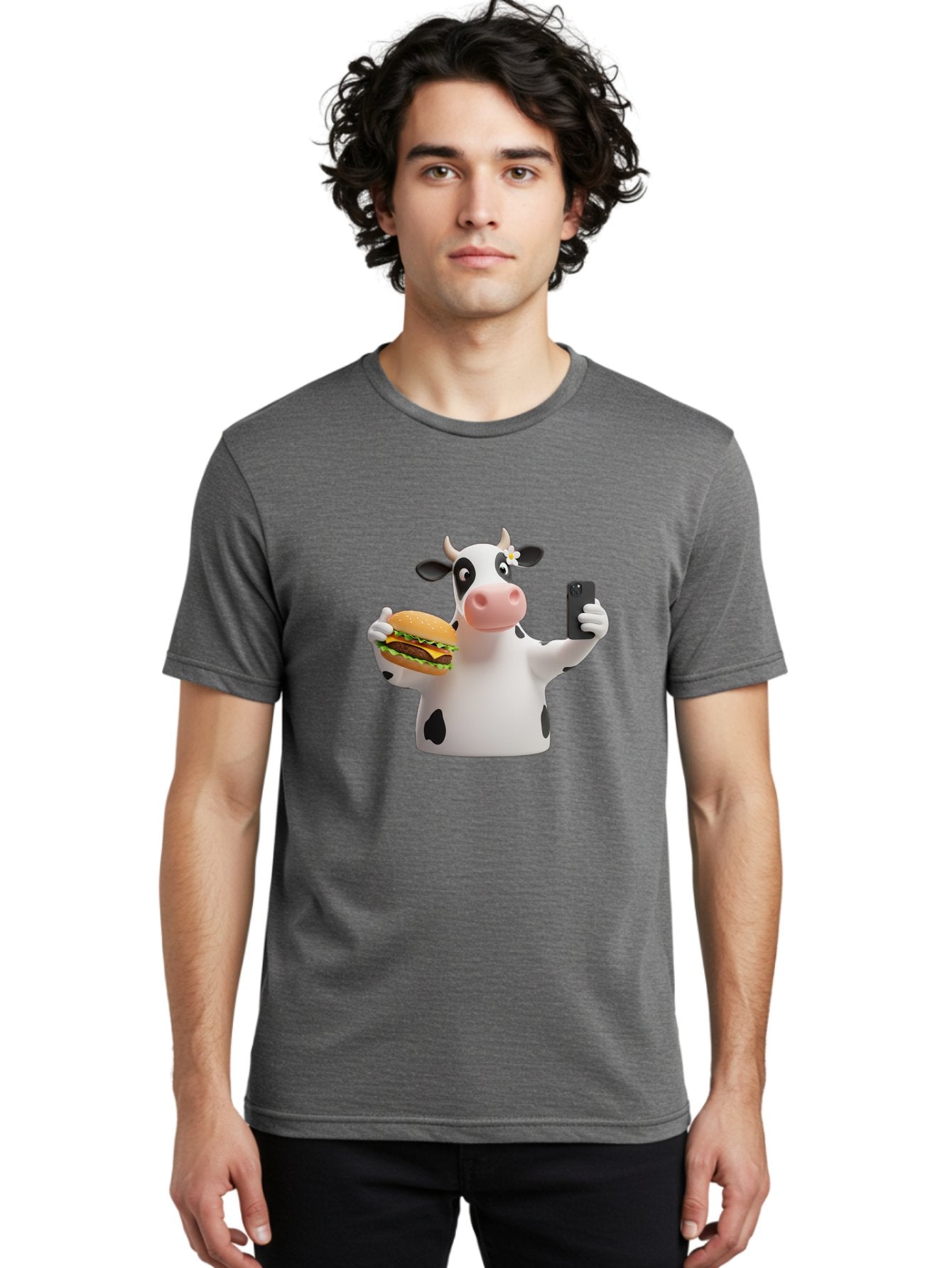 Cow-Selfie-1 Men'S Graphic Tee, 100% Cotton, Comfortable Casual Summer Wear, Machine Washable, Vintage Camera, Old Camera, Antique Camera, Black Camera, Classic Photography, Photography Equipment, Nostalgic Device, Film Camera, Camera Art Bah802 17