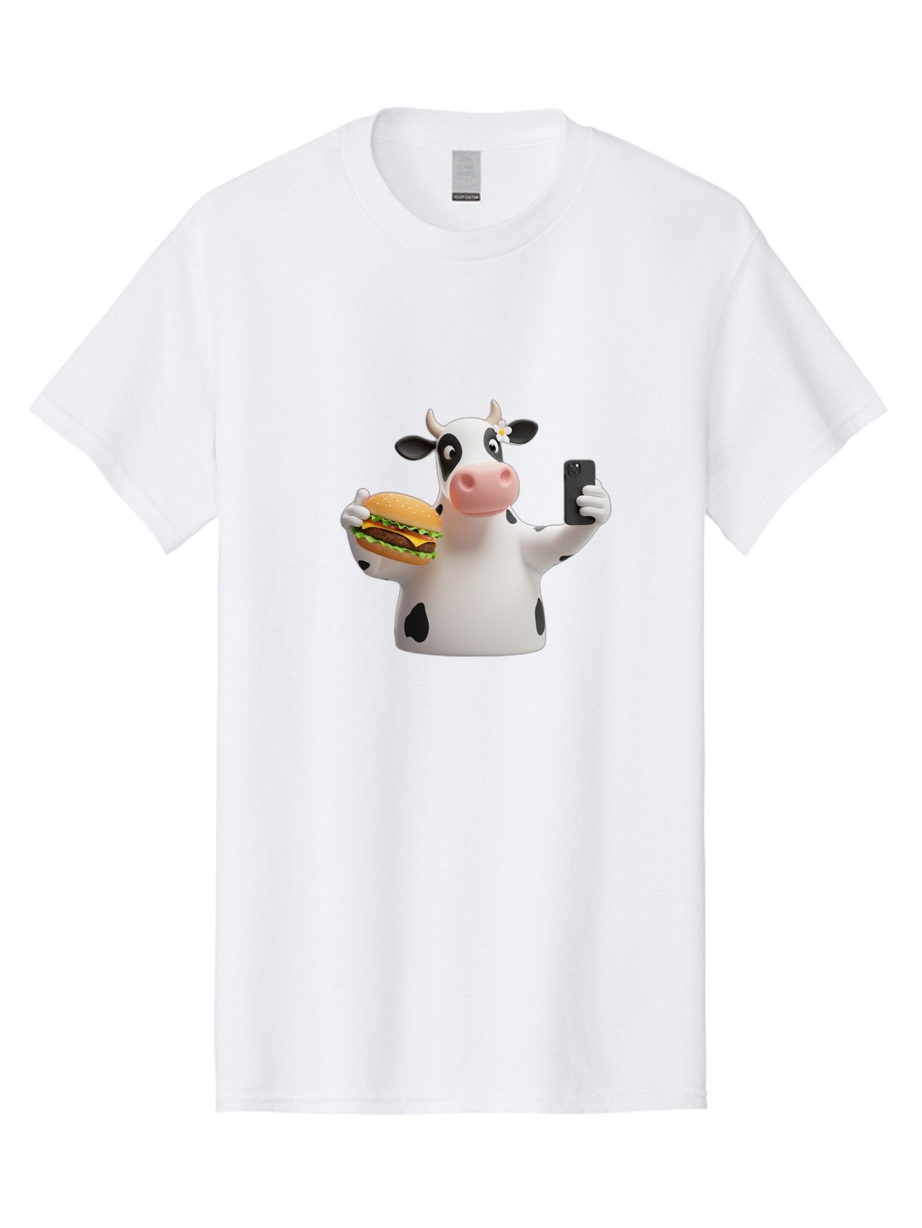 Cow-Selfie-1 Men'S Graphic Tee, 100% Cotton, Comfortable Casual Summer Wear, Machine Washable, Vintage Camera, Old Camera, Antique Camera, Black Camera, Classic Photography, Photography Equipment, Nostalgic Device, Film Camera, Camera Art Bah802