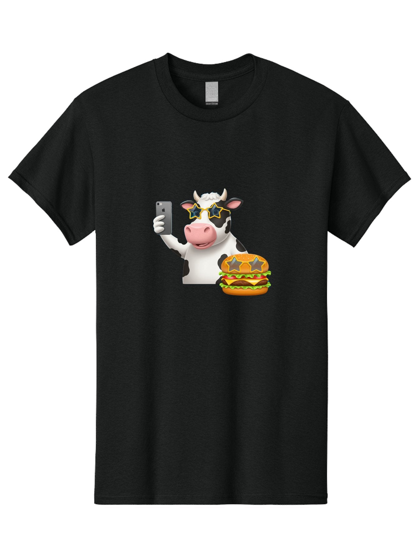 Cow-Selfie-2 Men'S Graphic Tee, 100% Cotton, Comfortable Casual Summer Wear, Machine Washable, Vintage Camera, Old Camera, Antique Camera, Black Camera, Classic Photography, Photography Equipment, Nostalgic Device, Film Camera, Camera Art Bah803 11