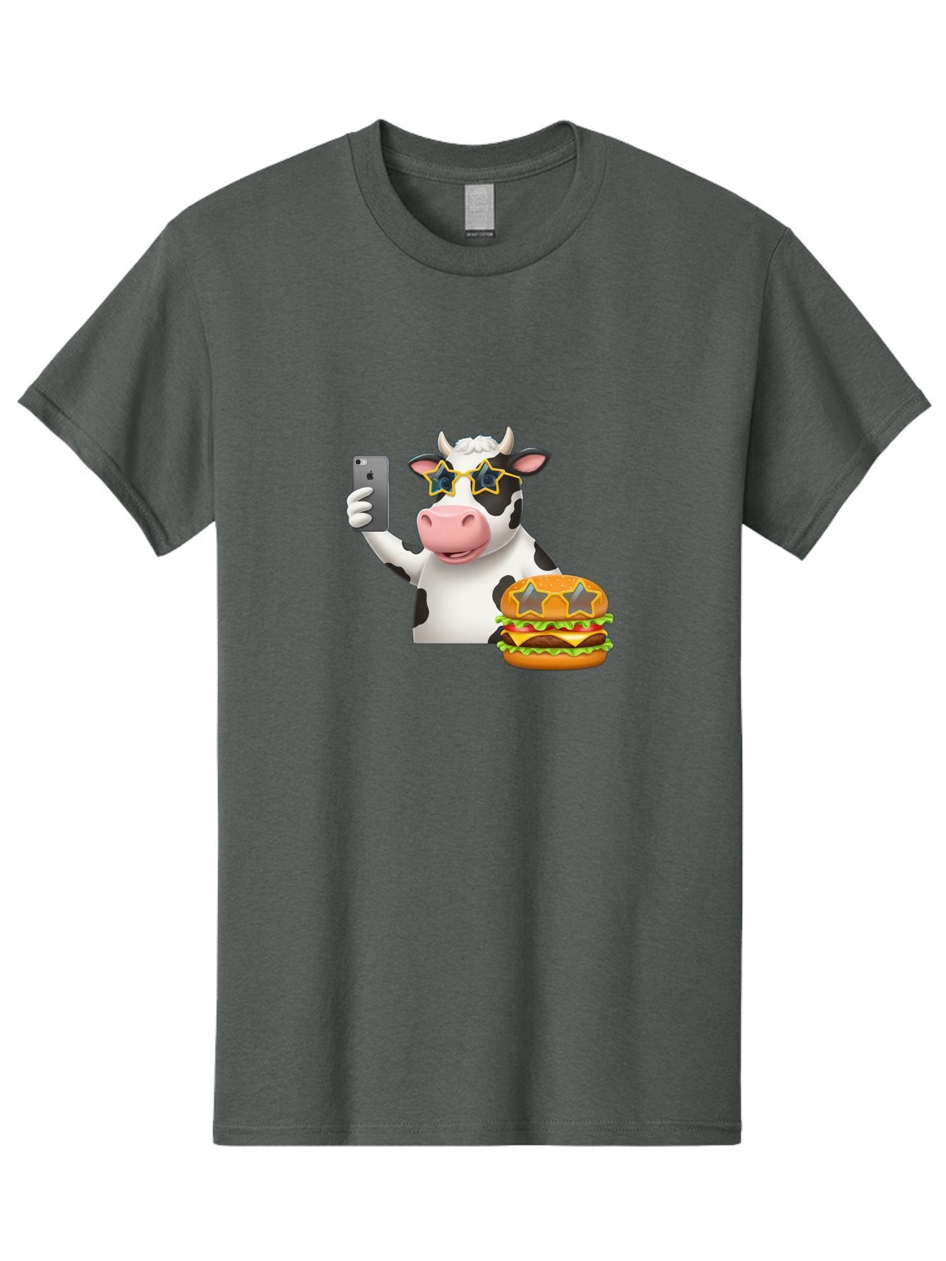 Cow-Selfie-2 Men'S Graphic Tee, 100% Cotton, Comfortable Casual Summer Wear, Machine Washable, Vintage Camera, Old Camera, Antique Camera, Black Camera, Classic Photography, Photography Equipment, Nostalgic Device, Film Camera, Camera Art Bah803 5