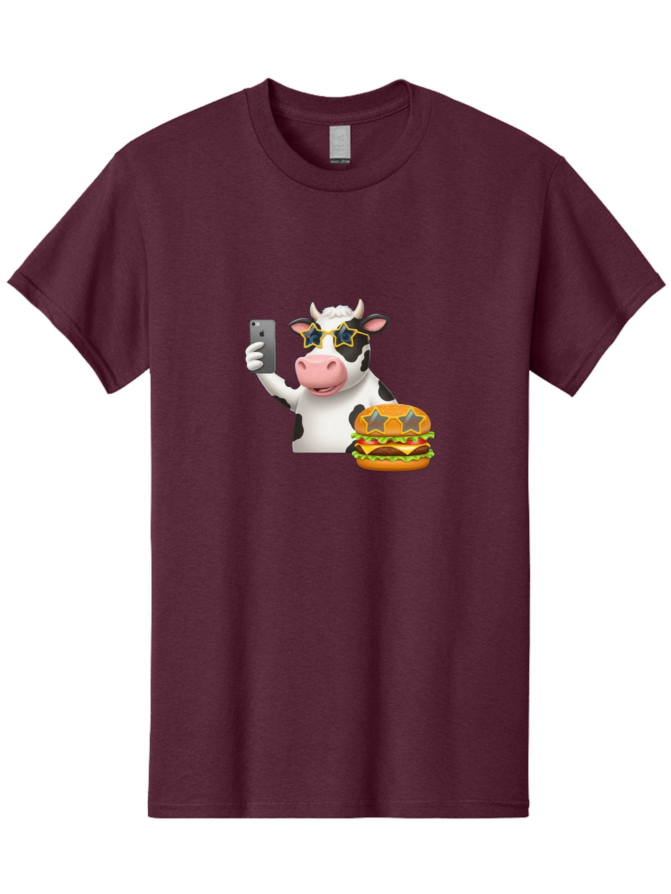 Cow-Selfie-2 Men'S Graphic Tee, 100% Cotton, Comfortable Casual Summer Wear, Machine Washable, Vintage Camera, Old Camera, Antique Camera, Black Camera, Classic Photography, Photography Equipment, Nostalgic Device, Film Camera, Camera Art Bah803 4