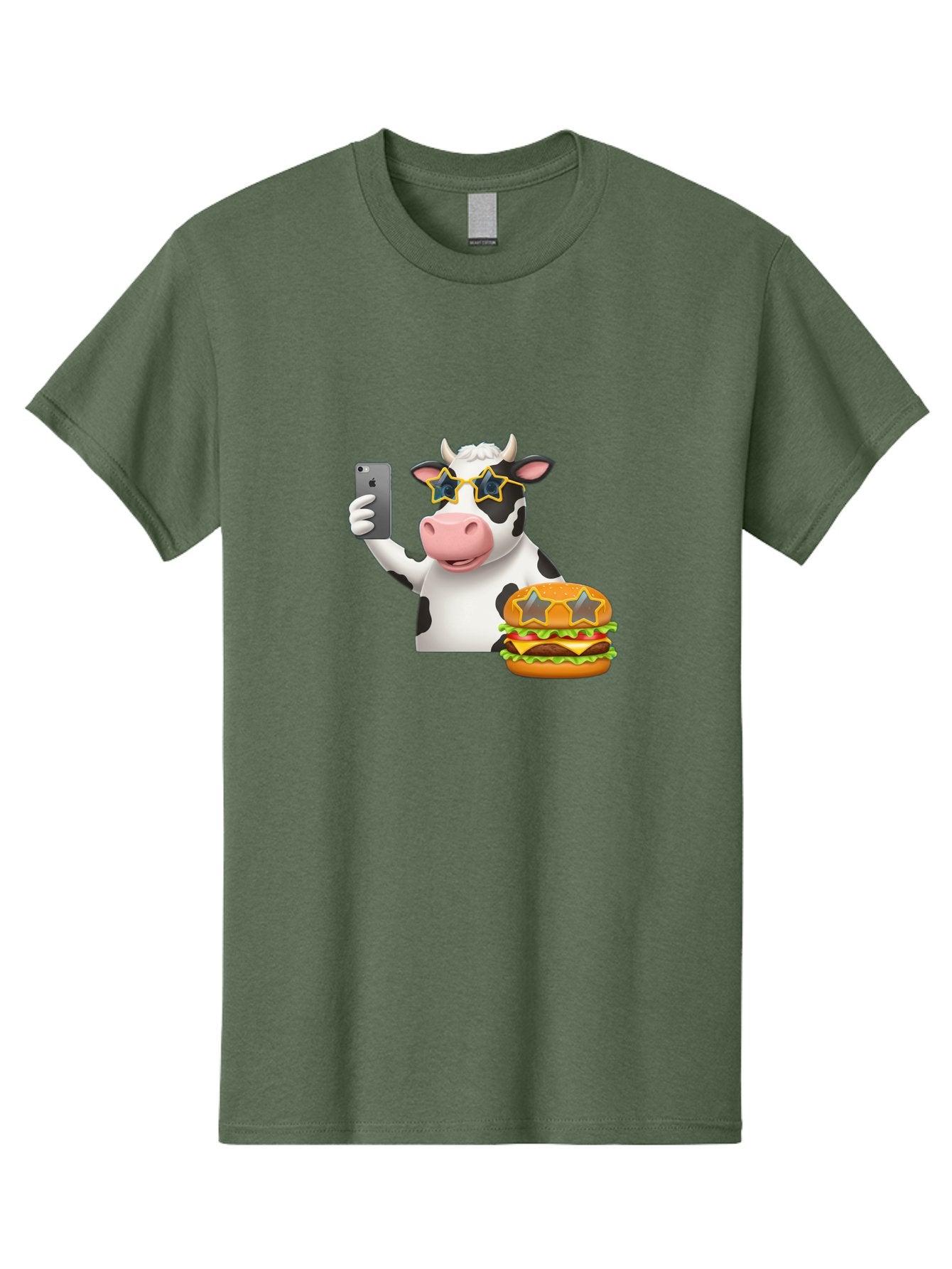 Cow-Selfie-2 Men'S Graphic Tee, 100% Cotton, Comfortable Casual Summer Wear, Machine Washable, Vintage Camera, Old Camera, Antique Camera, Black Camera, Classic Photography, Photography Equipment, Nostalgic Device, Film Camera, Camera Art Bah803