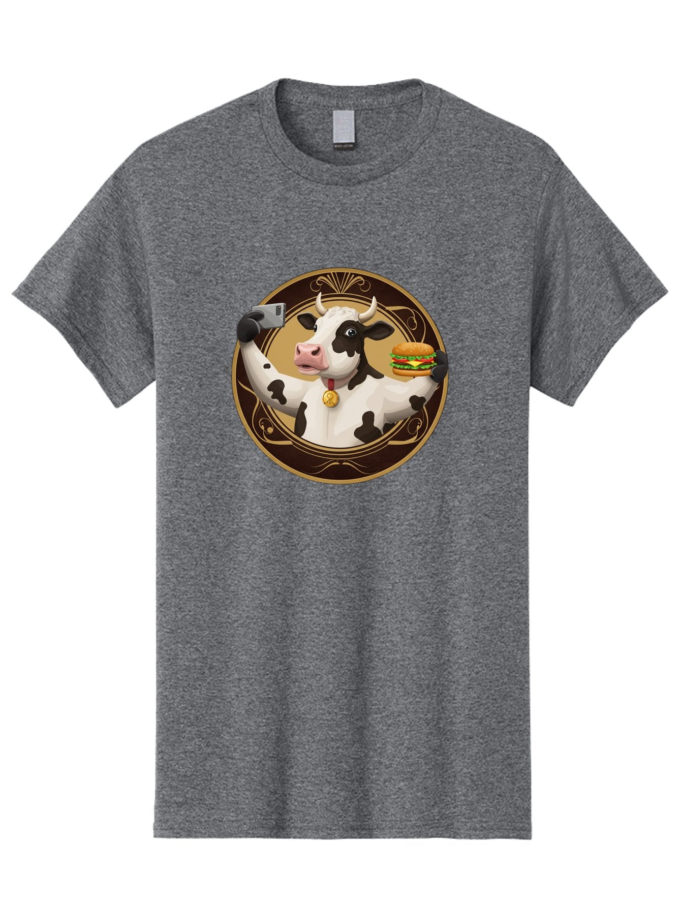 Cow-Selfie-4 Men'S Graphic Tee, 100% Cotton, Comfortable Casual Summer Wear, Machine Washable, Vintage Camera, Old Camera, Antique Camera, Black Camera, Classic Photography, Photography Equipment, Nostalgic Device, Film Camera, Camera Art Bah805 15