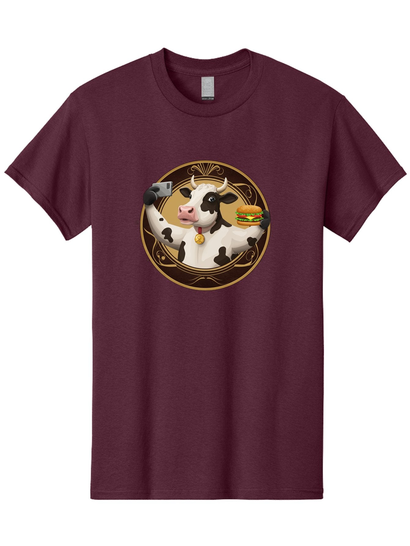 Cow-Selfie-4 Men'S Graphic Tee, 100% Cotton, Comfortable Casual Summer Wear, Machine Washable, Vintage Camera, Old Camera, Antique Camera, Black Camera, Classic Photography, Photography Equipment, Nostalgic Device, Film Camera, Camera Art Bah805 4