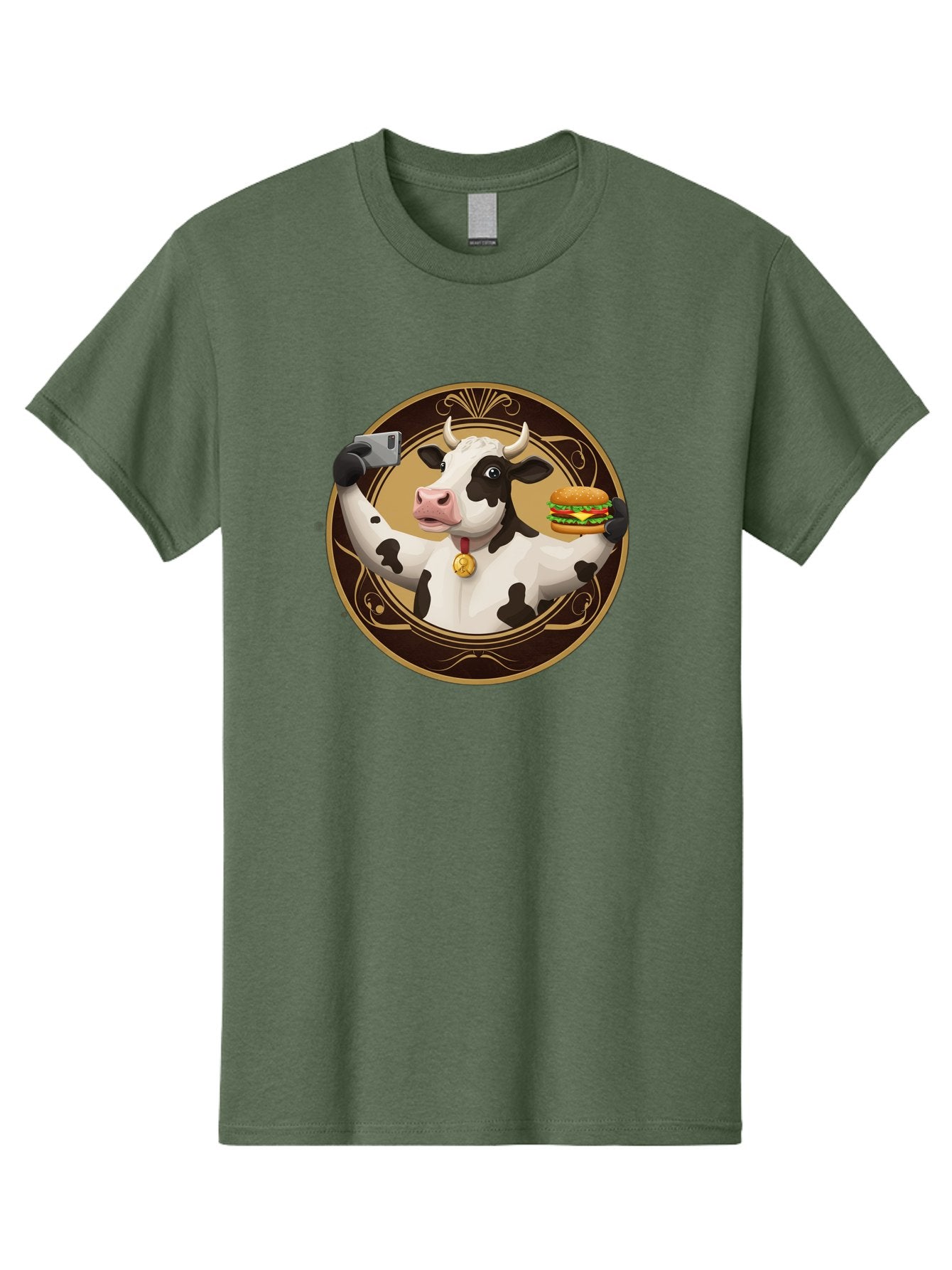 Cow-Selfie-4 Men'S Graphic Tee, 100% Cotton, Comfortable Casual Summer Wear, Machine Washable, Vintage Camera, Old Camera, Antique Camera, Black Camera, Classic Photography, Photography Equipment, Nostalgic Device, Film Camera, Camera Art Bah805 7