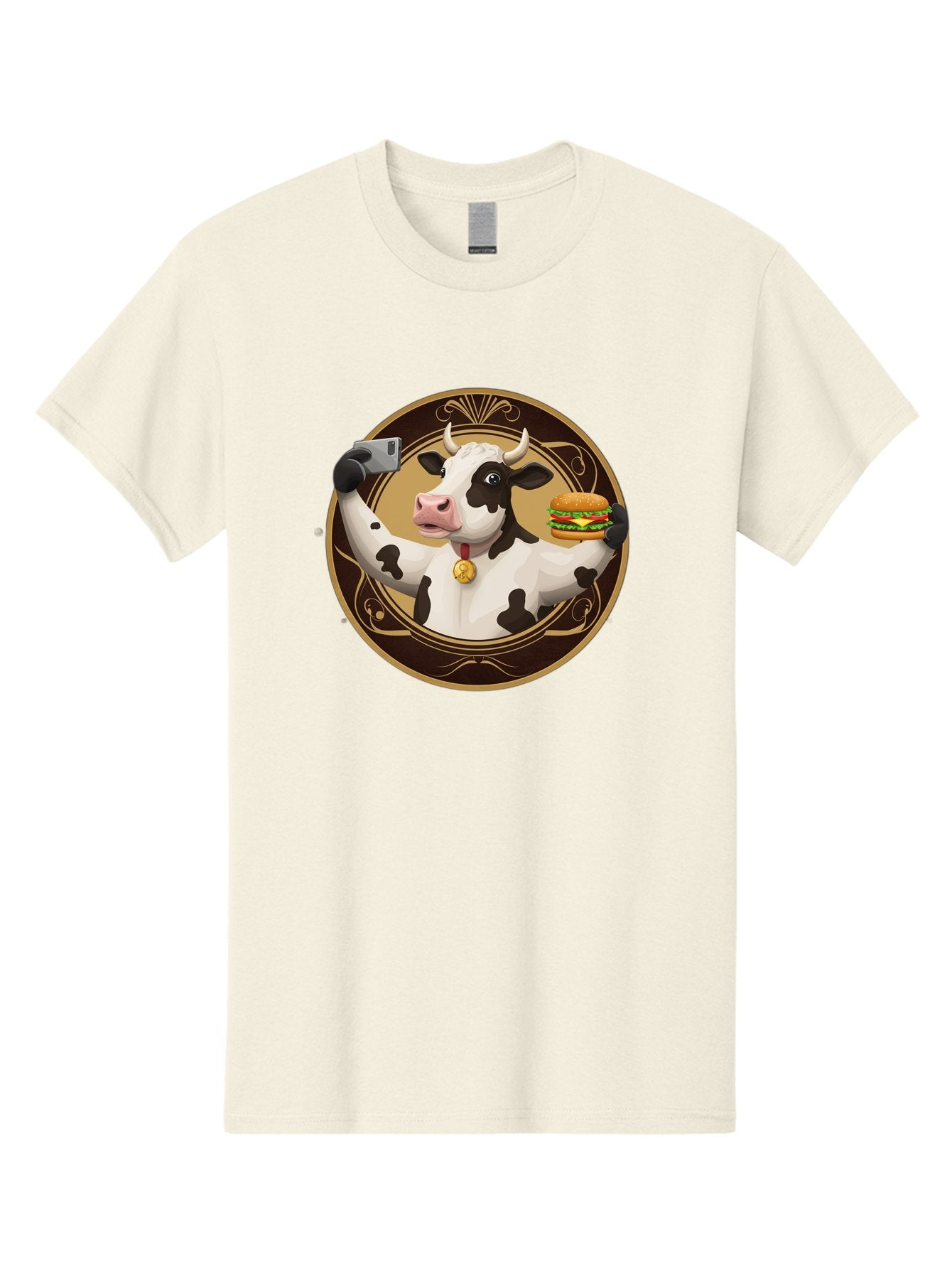 Cow-Selfie-4 Men'S Graphic Tee, 100% Cotton, Comfortable Casual Summer Wear, Machine Washable, Vintage Camera, Old Camera, Antique Camera, Black Camera, Classic Photography, Photography Equipment, Nostalgic Device, Film Camera, Camera Art Bah805 12