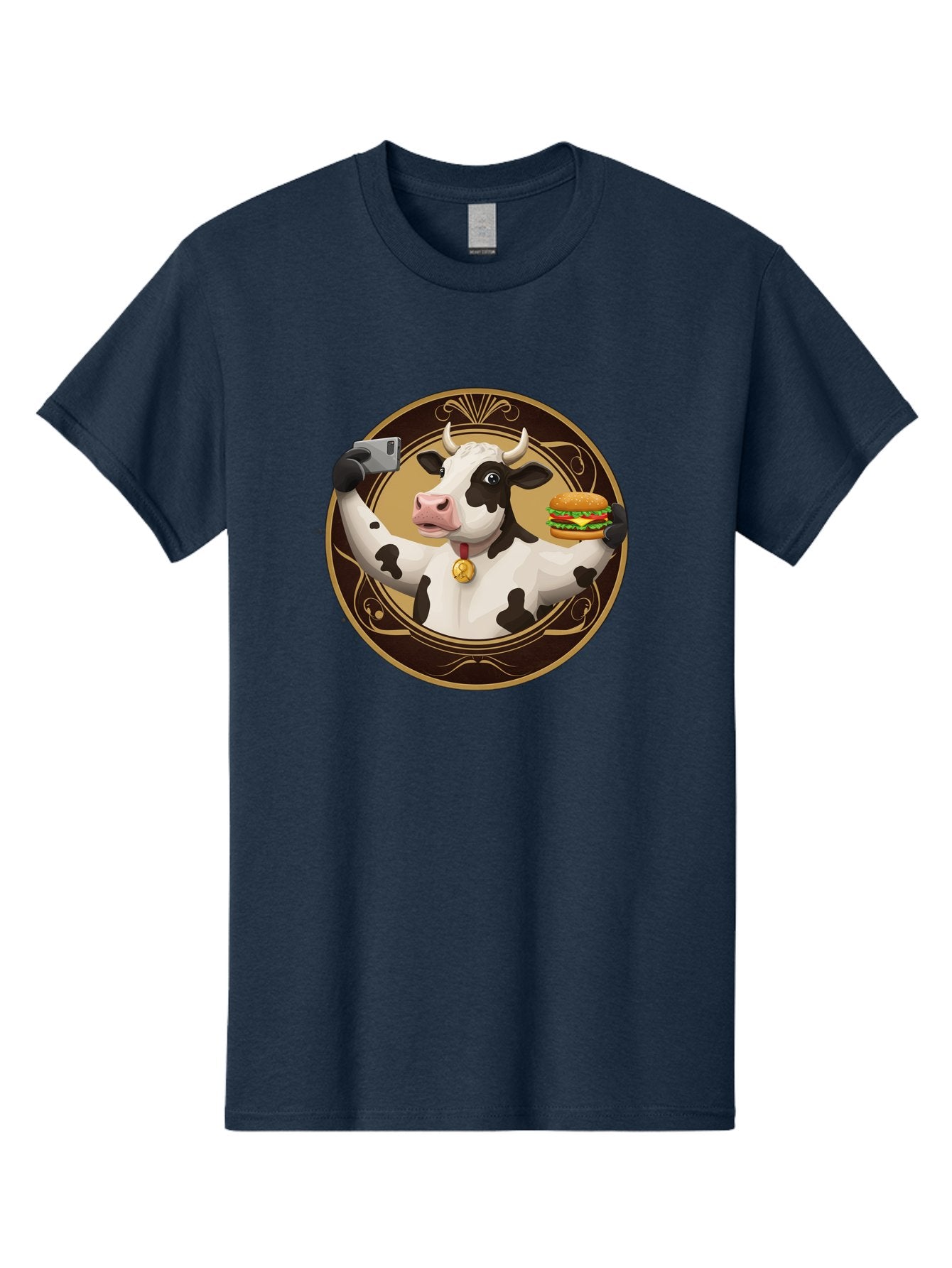 Cow-Selfie-4 Men'S Graphic Tee, 100% Cotton, Comfortable Casual Summer Wear, Machine Washable, Vintage Camera, Old Camera, Antique Camera, Black Camera, Classic Photography, Photography Equipment, Nostalgic Device, Film Camera, Camera Art Bah805 11