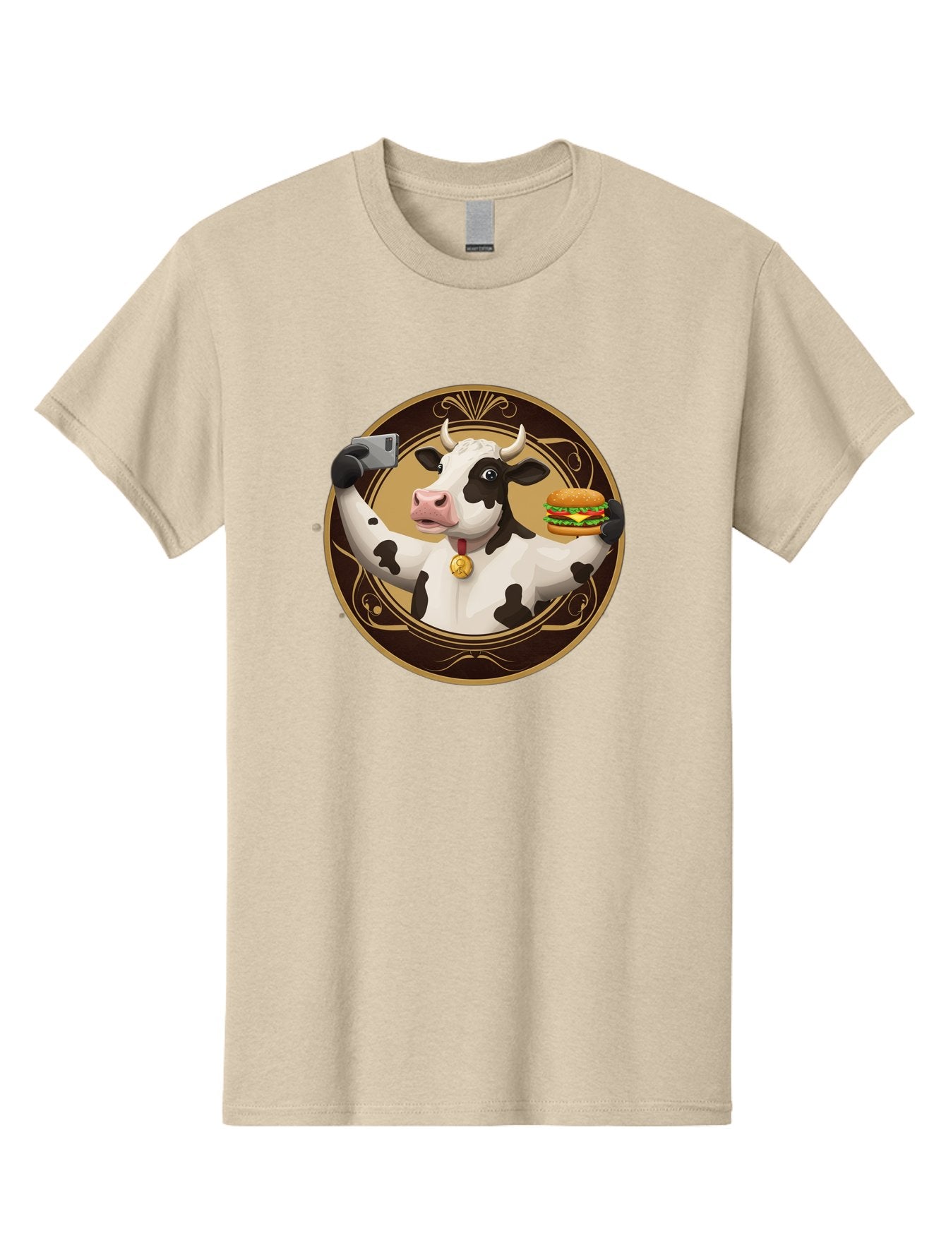 Cow-Selfie-4 Men'S Graphic Tee, 100% Cotton, Comfortable Casual Summer Wear, Machine Washable, Vintage Camera, Old Camera, Antique Camera, Black Camera, Classic Photography, Photography Equipment, Nostalgic Device, Film Camera, Camera Art Bah805 13