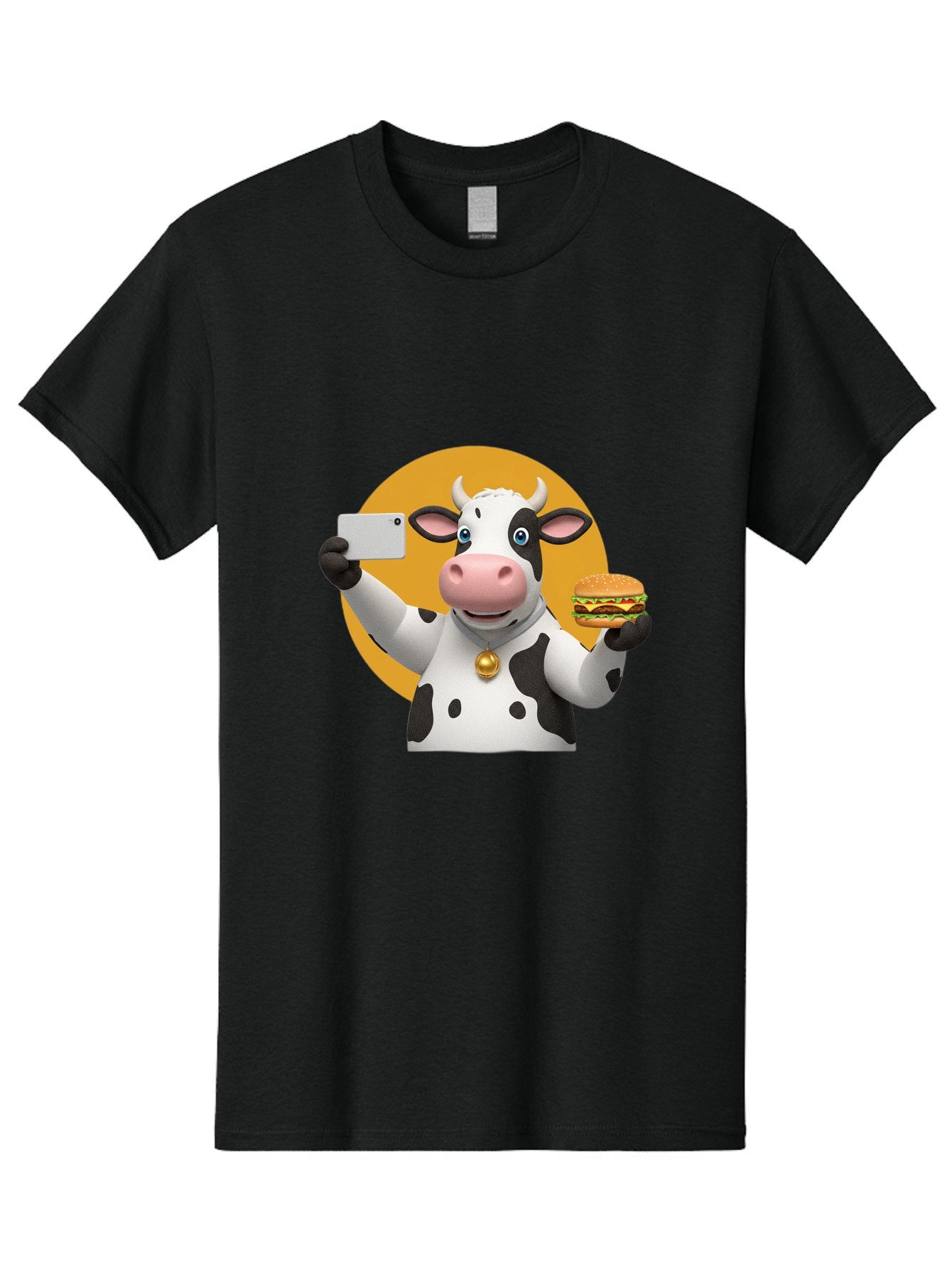 Cow-Selfie-Burger-1 Men'S Graphic Tee, 100% Cotton, Comfortable Casual Summer Wear, Machine Washable, Vintage Camera, Old Camera, Antique Camera, Black Camera, Classic Photography, Photography Equipment, Nostalgic Device, Film Camera, Bah806 13