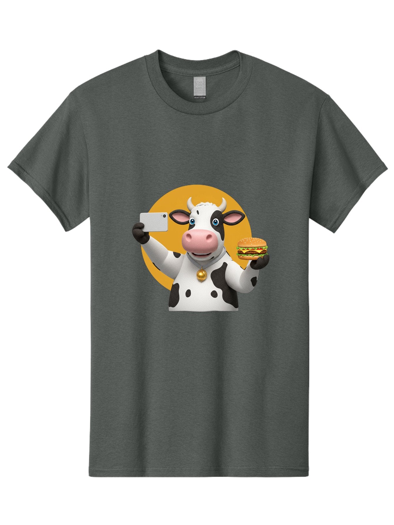 Cow-Selfie-Burger-1 Men'S Graphic Tee, 100% Cotton, Comfortable Casual Summer Wear, Machine Washable, Vintage Camera, Old Camera, Antique Camera, Black Camera, Classic Photography, Photography Equipment, Nostalgic Device, Film Camera, Bah806 9