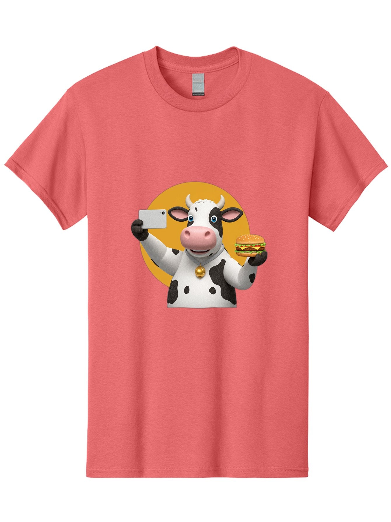Cow-Selfie-Burger-1 Men'S Graphic Tee, 100% Cotton, Comfortable Casual Summer Wear, Machine Washable, Vintage Camera, Old Camera, Antique Camera, Black Camera, Classic Photography, Photography Equipment, Nostalgic Device, Film Camera, Bah806 6