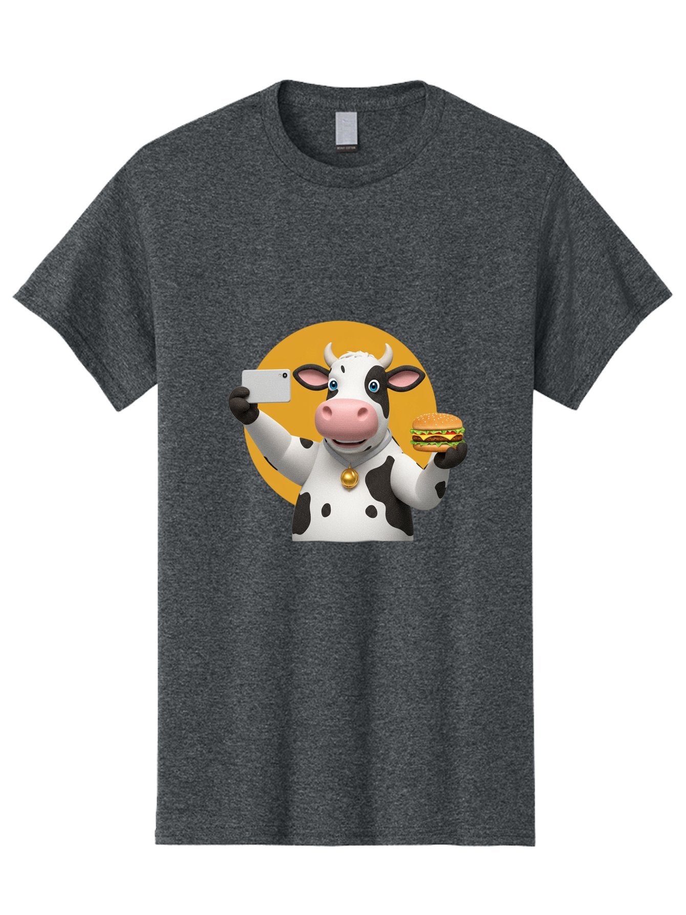 Cow-Selfie-Burger-1 Men'S Graphic Tee, 100% Cotton, Comfortable Casual Summer Wear, Machine Washable, Vintage Camera, Old Camera, Antique Camera, Black Camera, Classic Photography, Photography Equipment, Nostalgic Device, Film Camera, Bah806 15