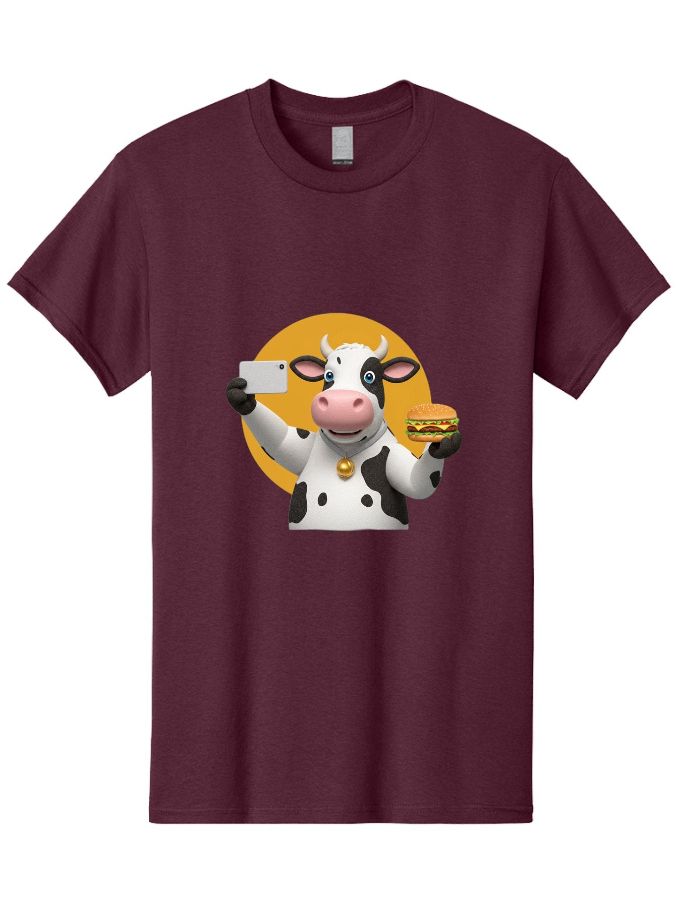 Cow-Selfie-Burger-1 Men'S Graphic Tee, 100% Cotton, Comfortable Casual Summer Wear, Machine Washable, Vintage Camera, Old Camera, Antique Camera, Black Camera, Classic Photography, Photography Equipment, Nostalgic Device, Film Camera, Bah806 12
