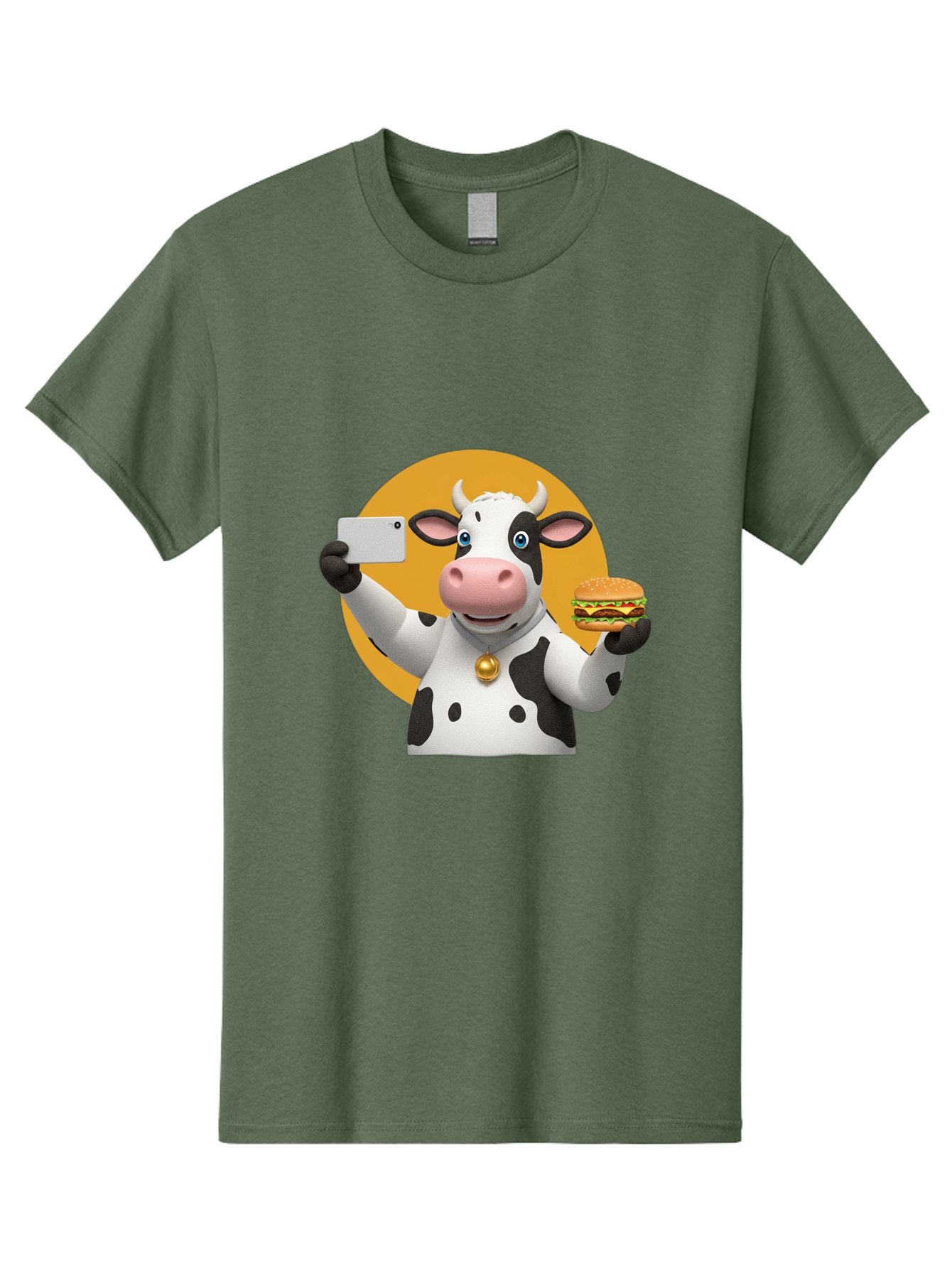 Cow-Selfie-Burger-1 Men'S Graphic Tee, 100% Cotton, Comfortable Casual Summer Wear, Machine Washable, Vintage Camera, Old Camera, Antique Camera, Black Camera, Classic Photography, Photography Equipment, Nostalgic Device, Film Camera, Bah806