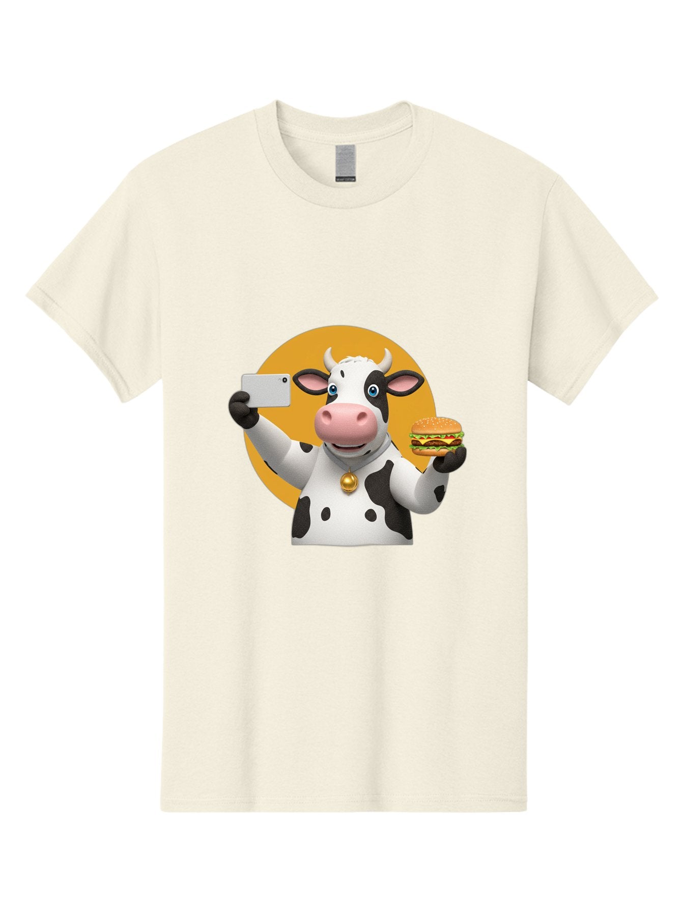 Cow-Selfie-Burger-1 Men'S Graphic Tee, 100% Cotton, Comfortable Casual Summer Wear, Machine Washable, Vintage Camera, Old Camera, Antique Camera, Black Camera, Classic Photography, Photography Equipment, Nostalgic Device, Film Camera, Bah806 7