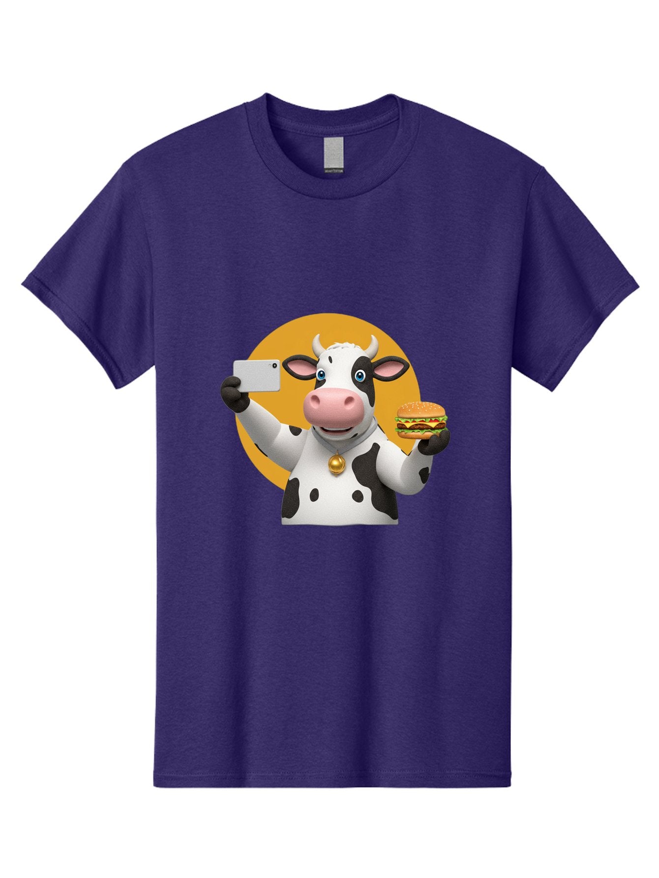 Cow-Selfie-Burger-1 Men'S Graphic Tee, 100% Cotton, Comfortable Casual Summer Wear, Machine Washable, Vintage Camera, Old Camera, Antique Camera, Black Camera, Classic Photography, Photography Equipment, Nostalgic Device, Film Camera, Bah806 4