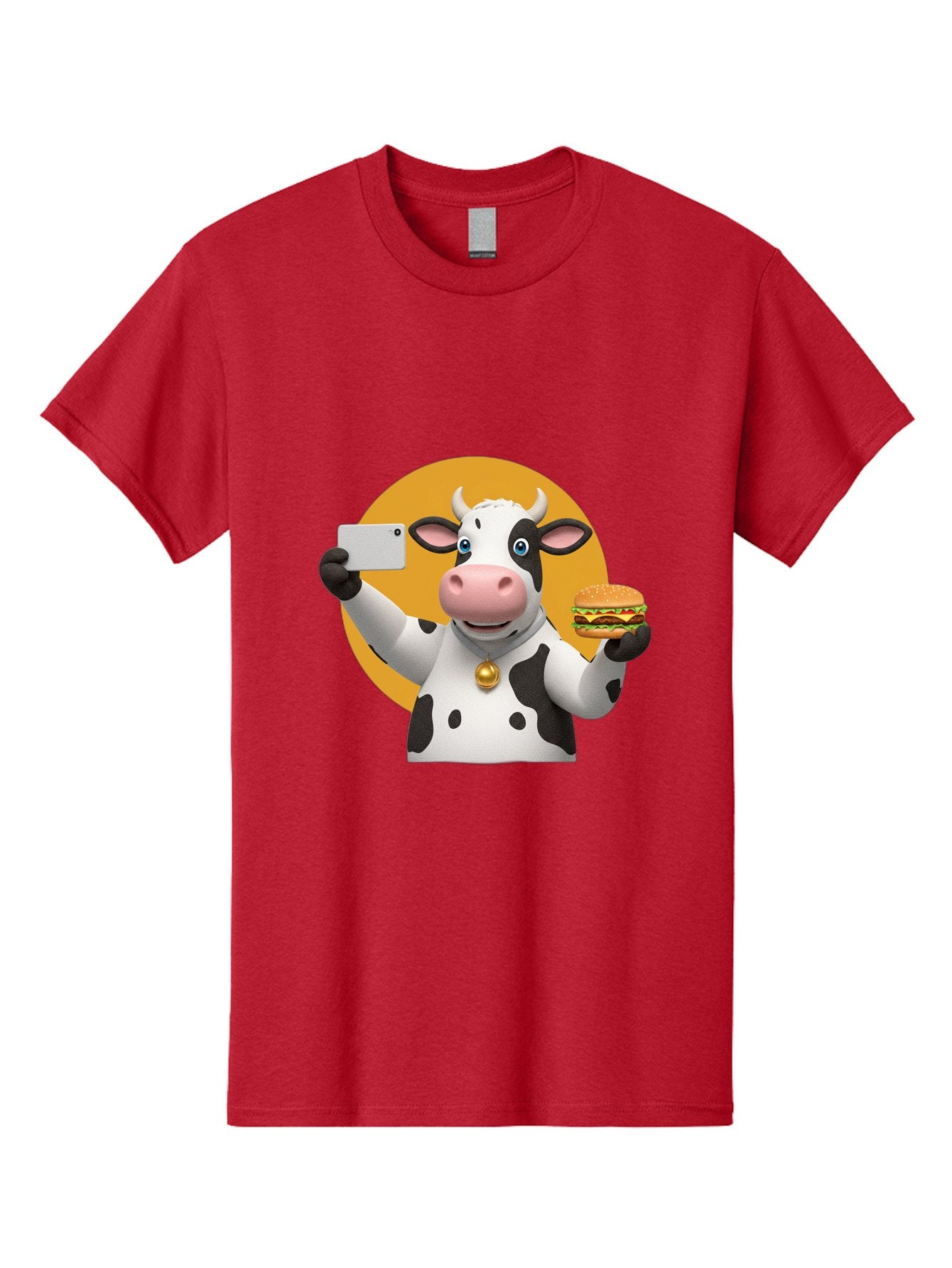 Cow-Selfie-Burger-1 Men'S Graphic Tee, 100% Cotton, Comfortable Casual Summer Wear, Machine Washable, Vintage Camera, Old Camera, Antique Camera, Black Camera, Classic Photography, Photography Equipment, Nostalgic Device, Film Camera, Bah806 10