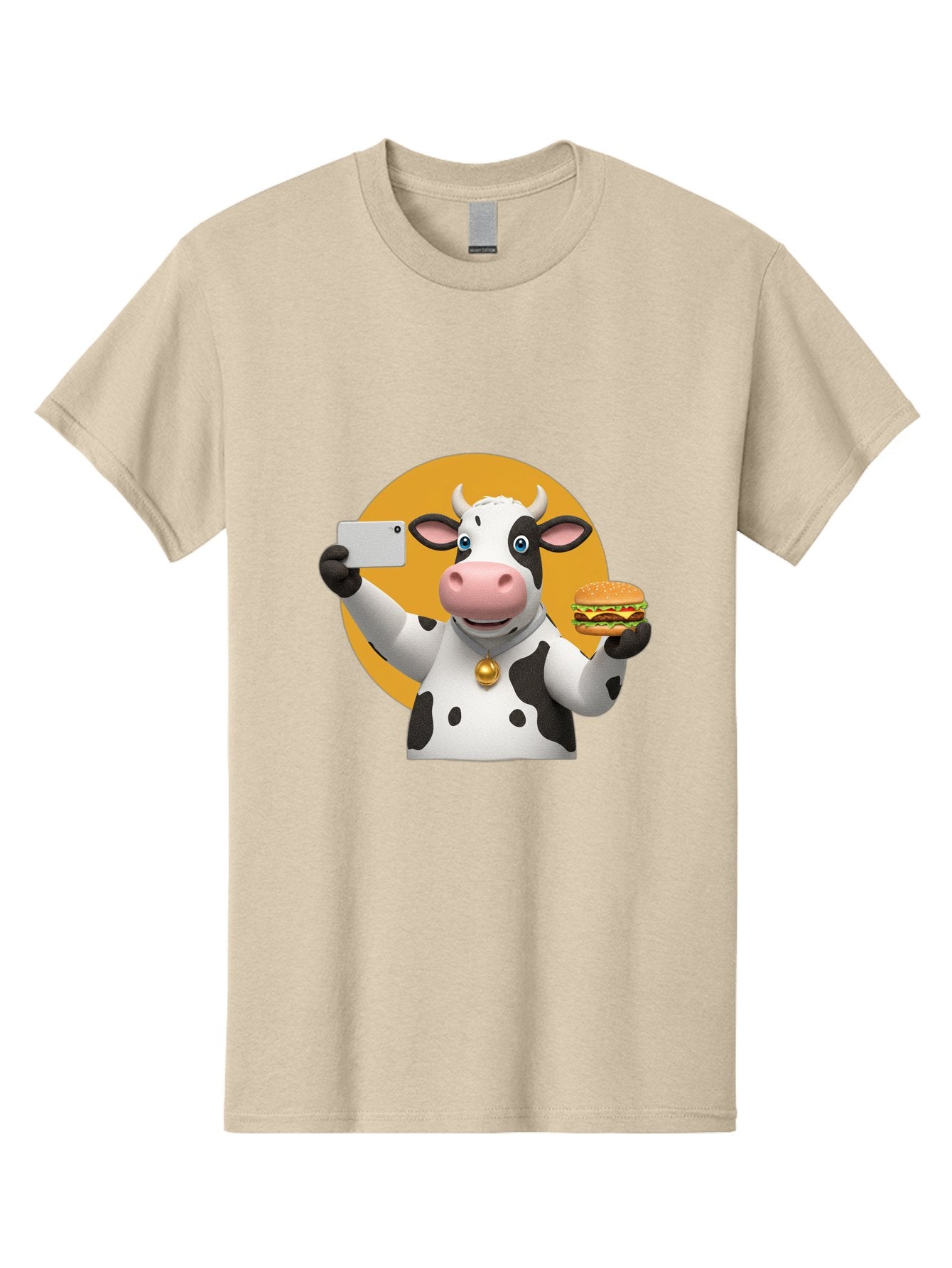 Cow-Selfie-Burger-1 Men'S Graphic Tee, 100% Cotton, Comfortable Casual Summer Wear, Machine Washable, Vintage Camera, Old Camera, Antique Camera, Black Camera, Classic Photography, Photography Equipment, Nostalgic Device, Film Camera, Bah806