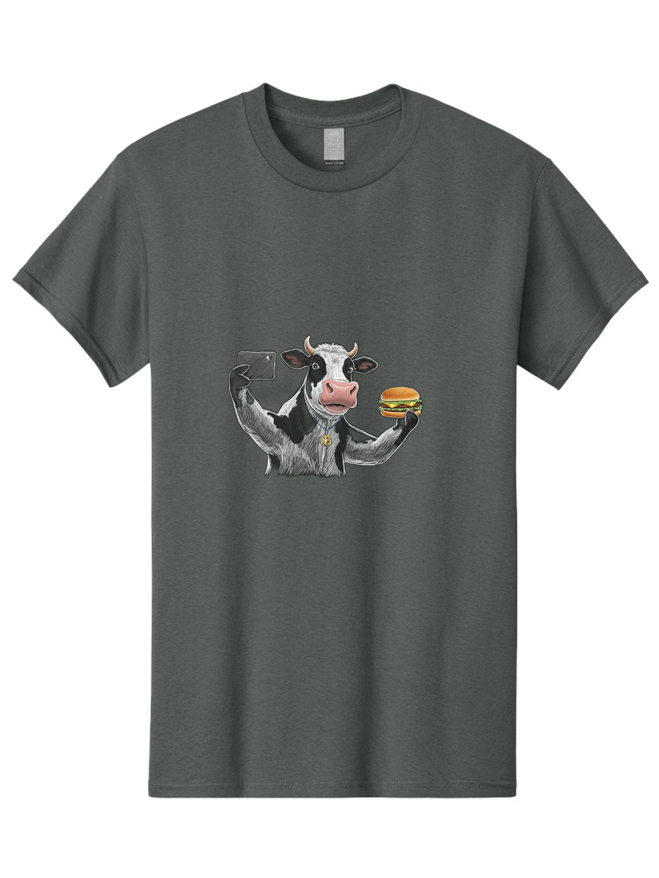 Cow-Selfie-Burger-2 Men'S Graphic Tee, 100% Cotton, Comfortable Casual Summer Wear, Machine Washable, Vintage Camera, Old Camera, Antique Camera, Black Camera, Classic Photography, Photography Equipment, Nostalgic Device, Film Camera, Bah807 13